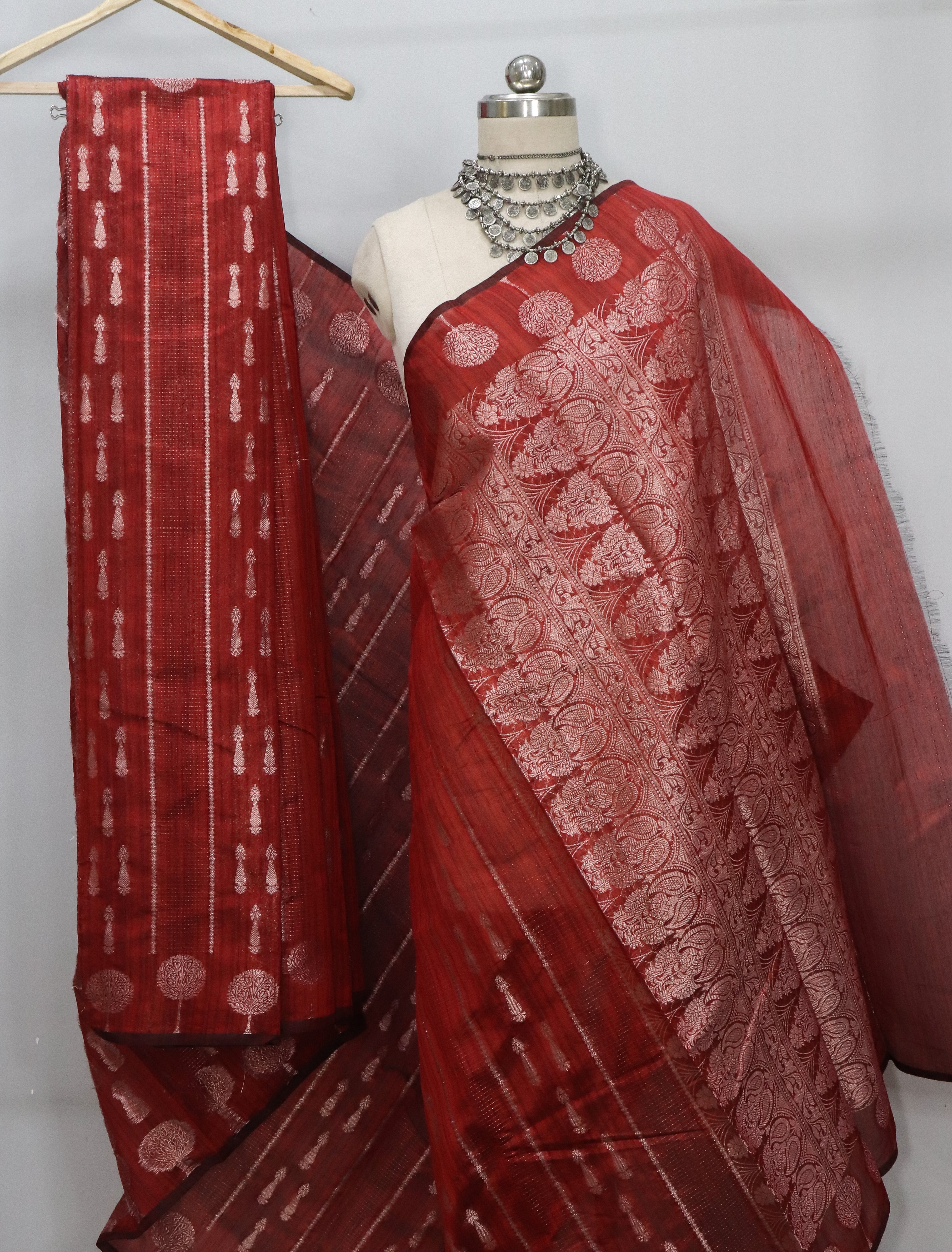 Banarasi Tussar Silk Saree golden zari lining