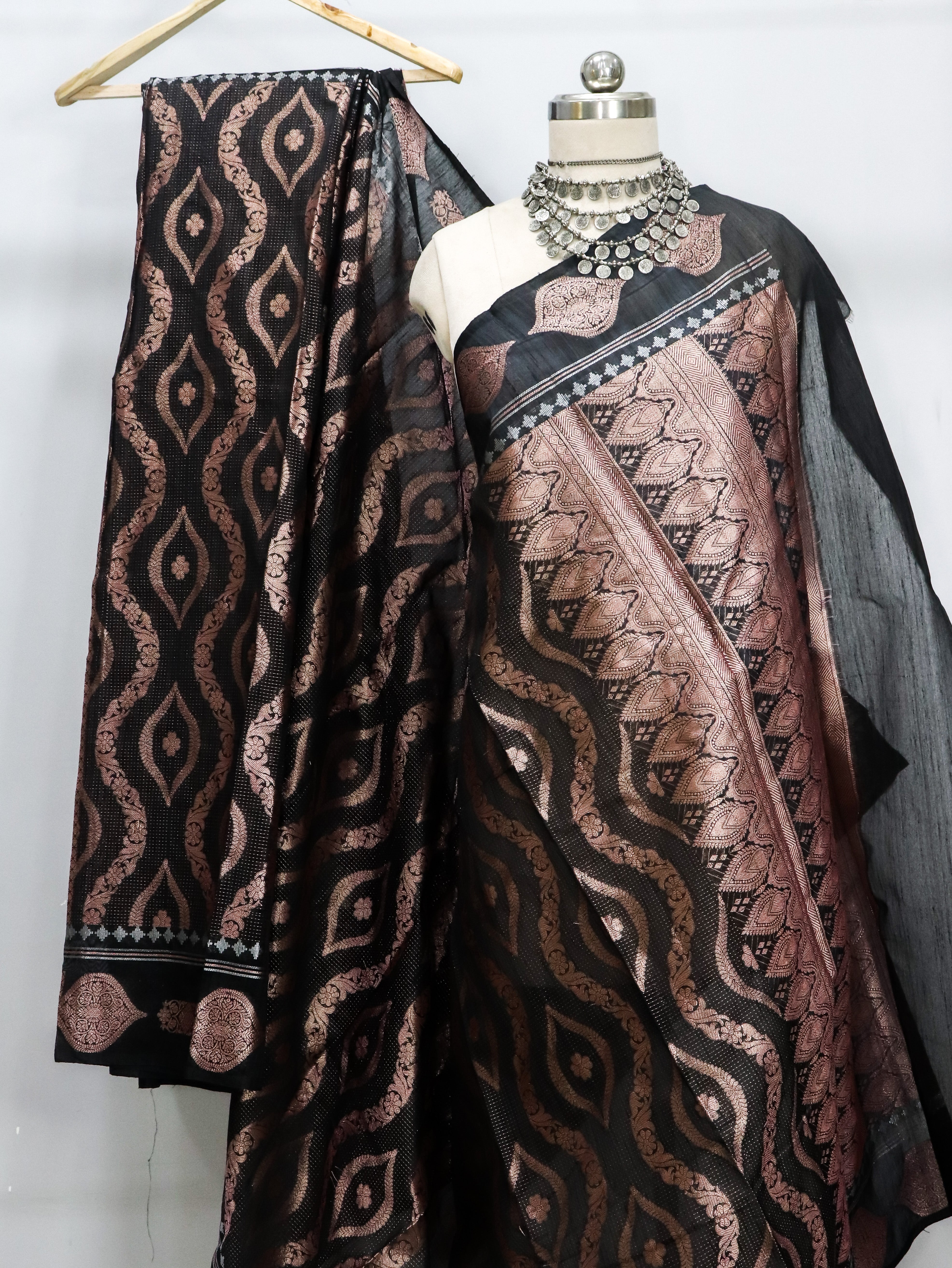 Banarasi Tussar Silk Saree golden zari lining