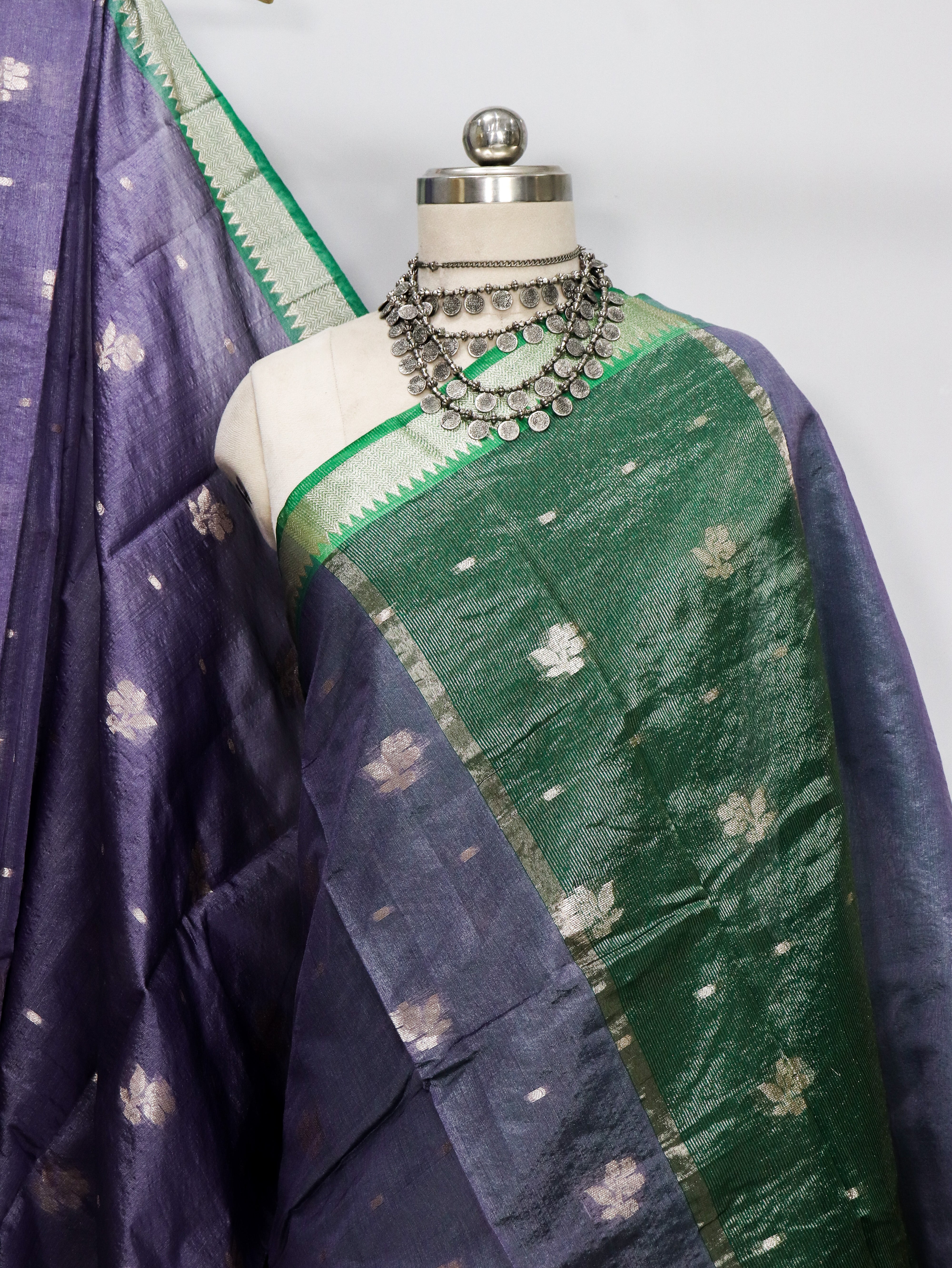 Banarasi Art Dupion Silk Allover Golden Zari Buti & Floral Buti With Blouse