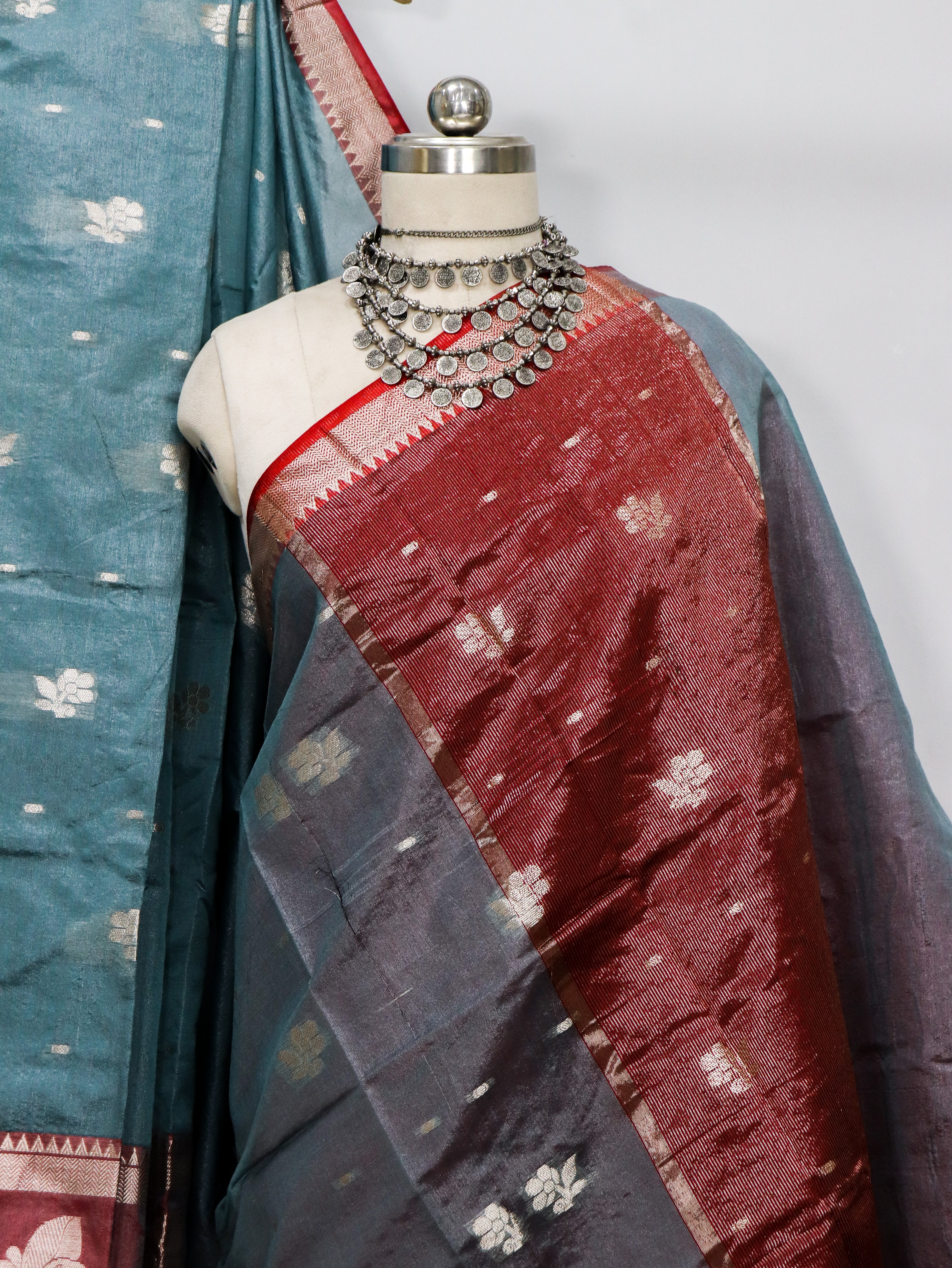 Banarasi Art Dupion Silk Allover Golden Zari Buti & Floral Buti With Blouse