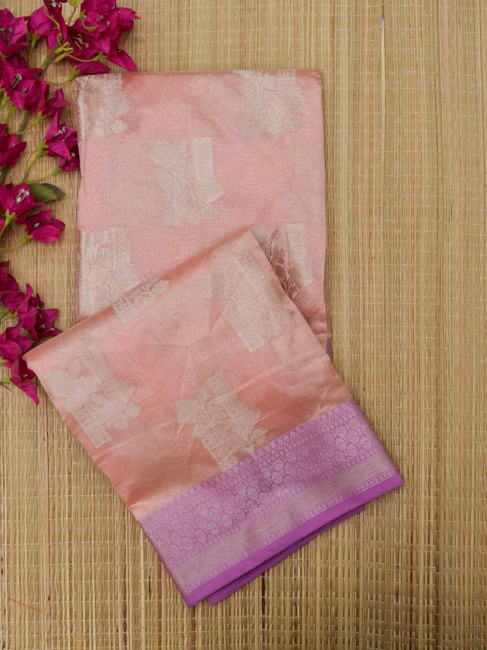Banarasi tassar silk allover jari Buta with contrast rich pallu with jacquard Blouse