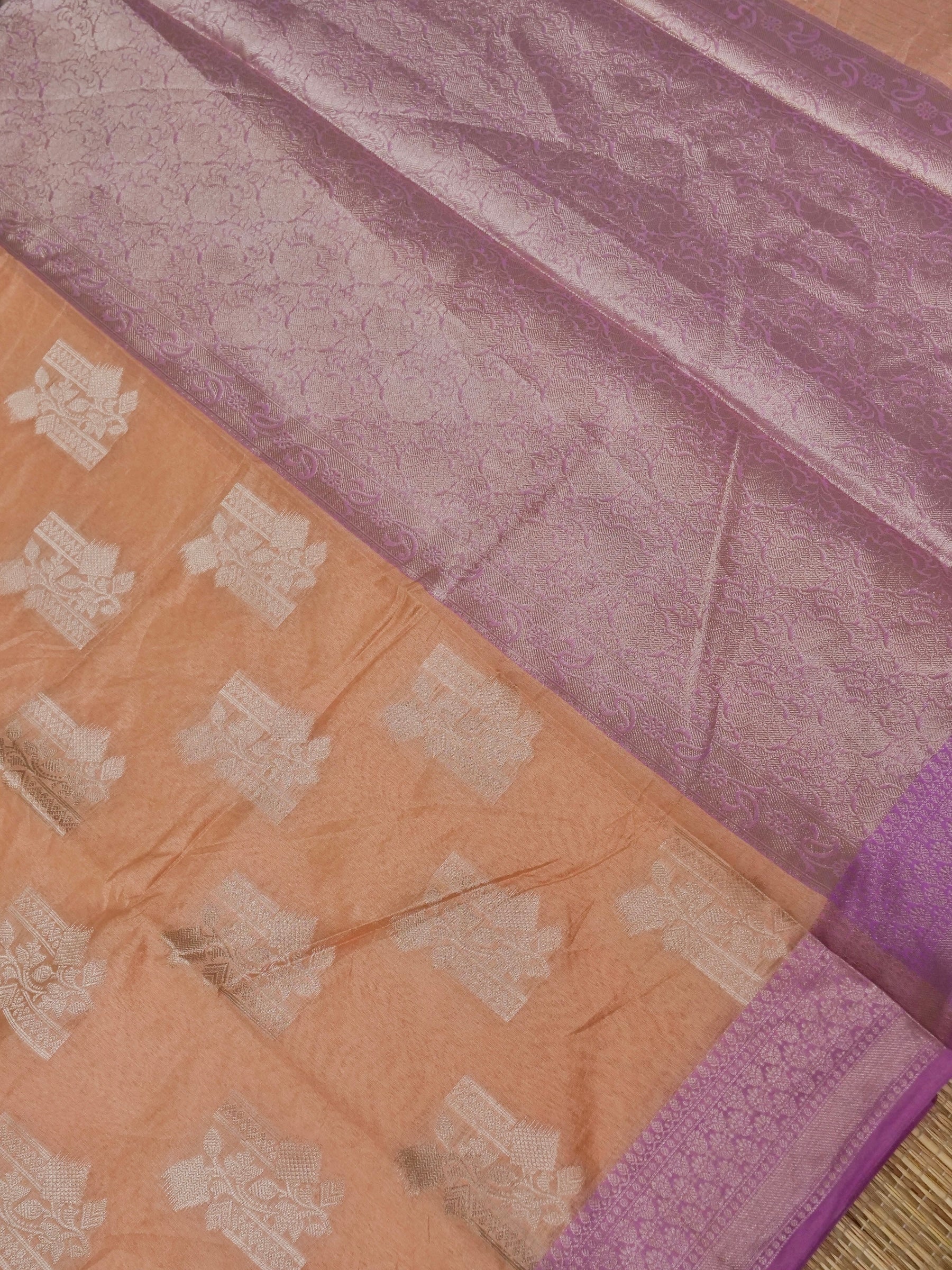 Banarasi tassar silk allover jari Buta with contrast rich pallu with jacquard Blouse