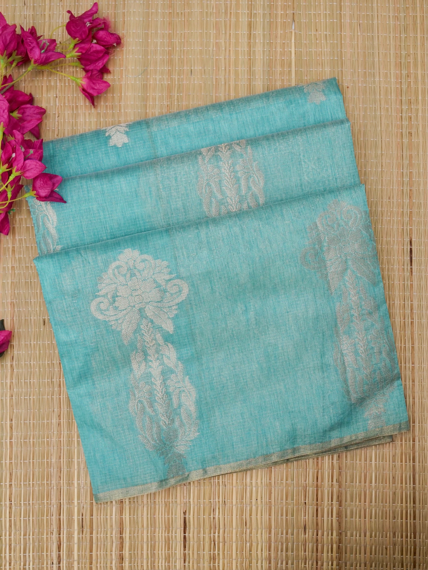 Banarasi Tassar silk zari linning skurt Buta border banarasi pallu with jacquard Blouse