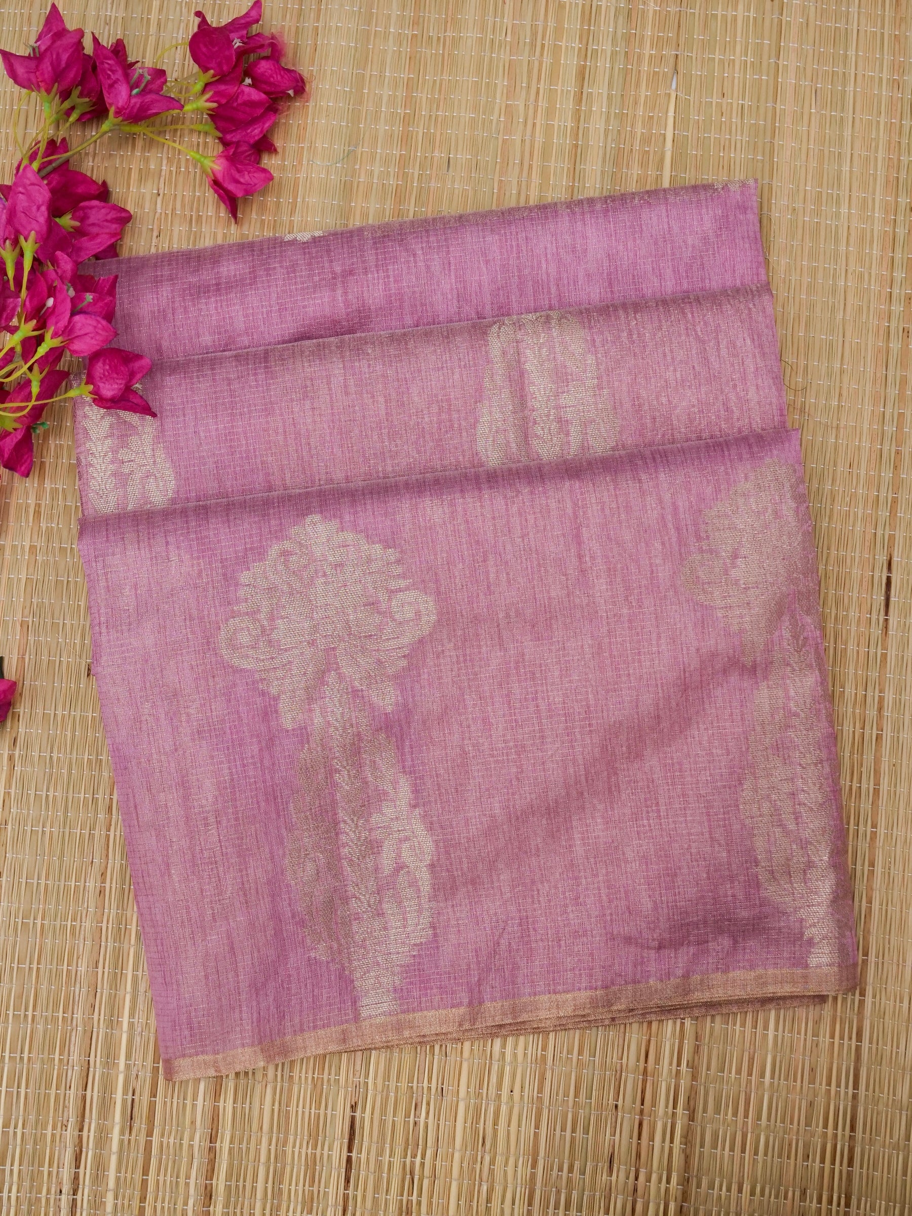 Banarasi Tassar silk zari linning skurt Buta border banarasi pallu with jacquard Blouse