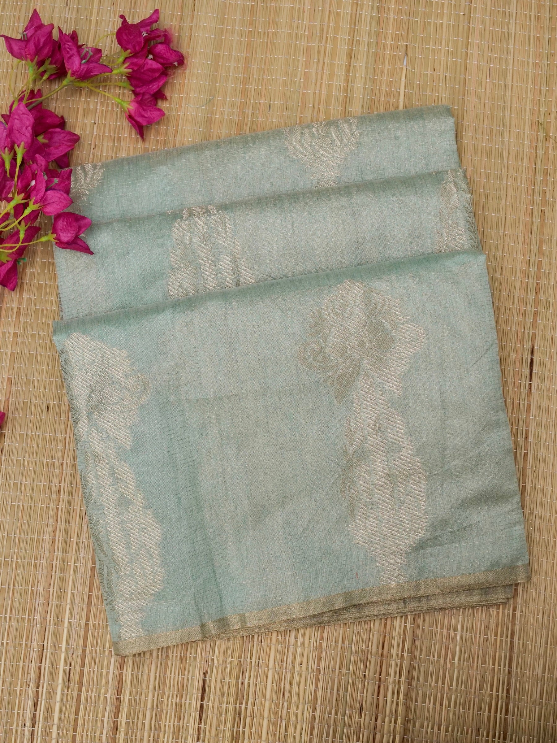 Banarasi Tassar silk zari linning skurt Buta border banarasi pallu with jacquard Blouse