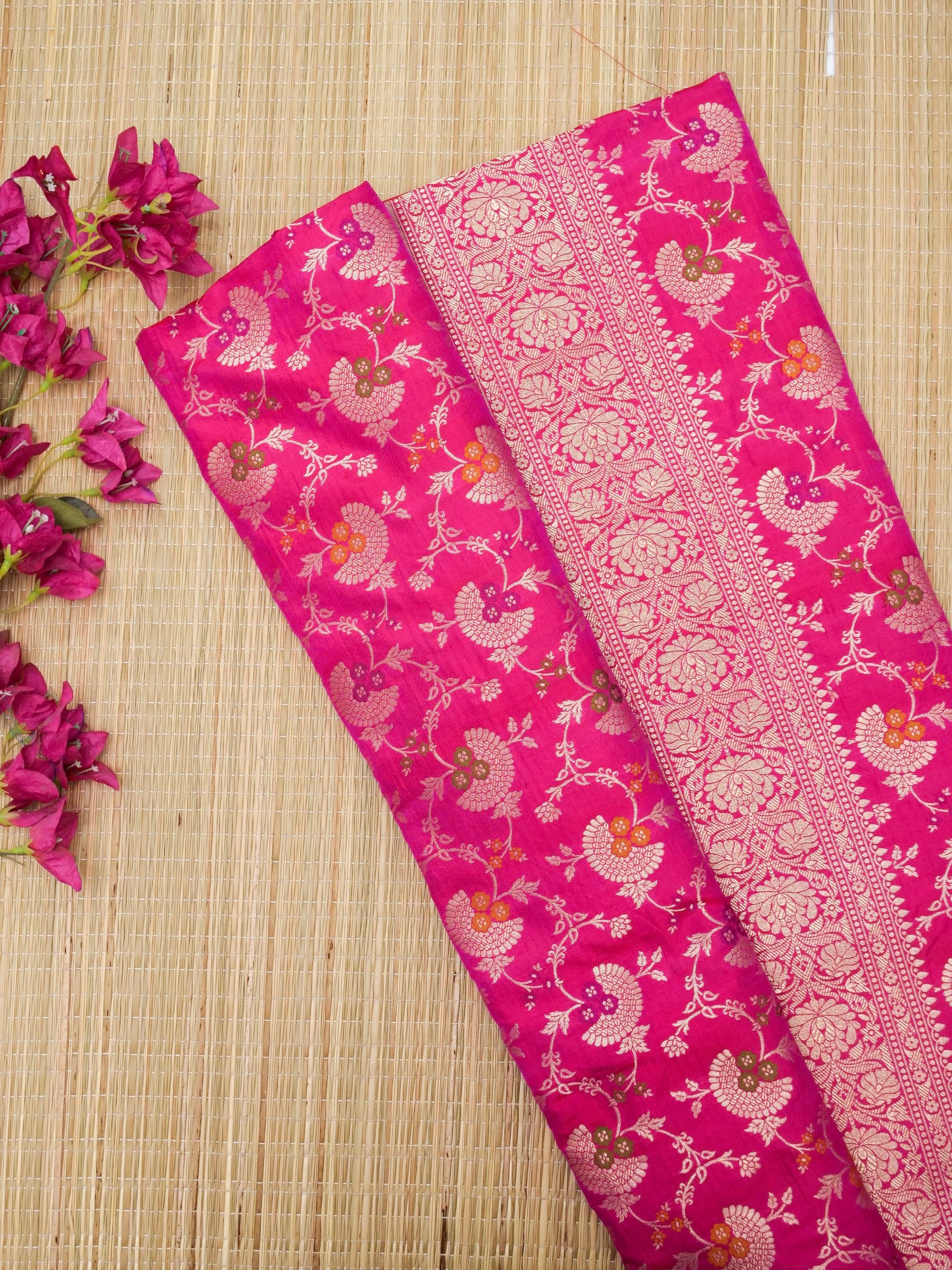 Banarasi Handloom pure katan silk Allover jari jaal design with tilfi Meena Jari patta blouse