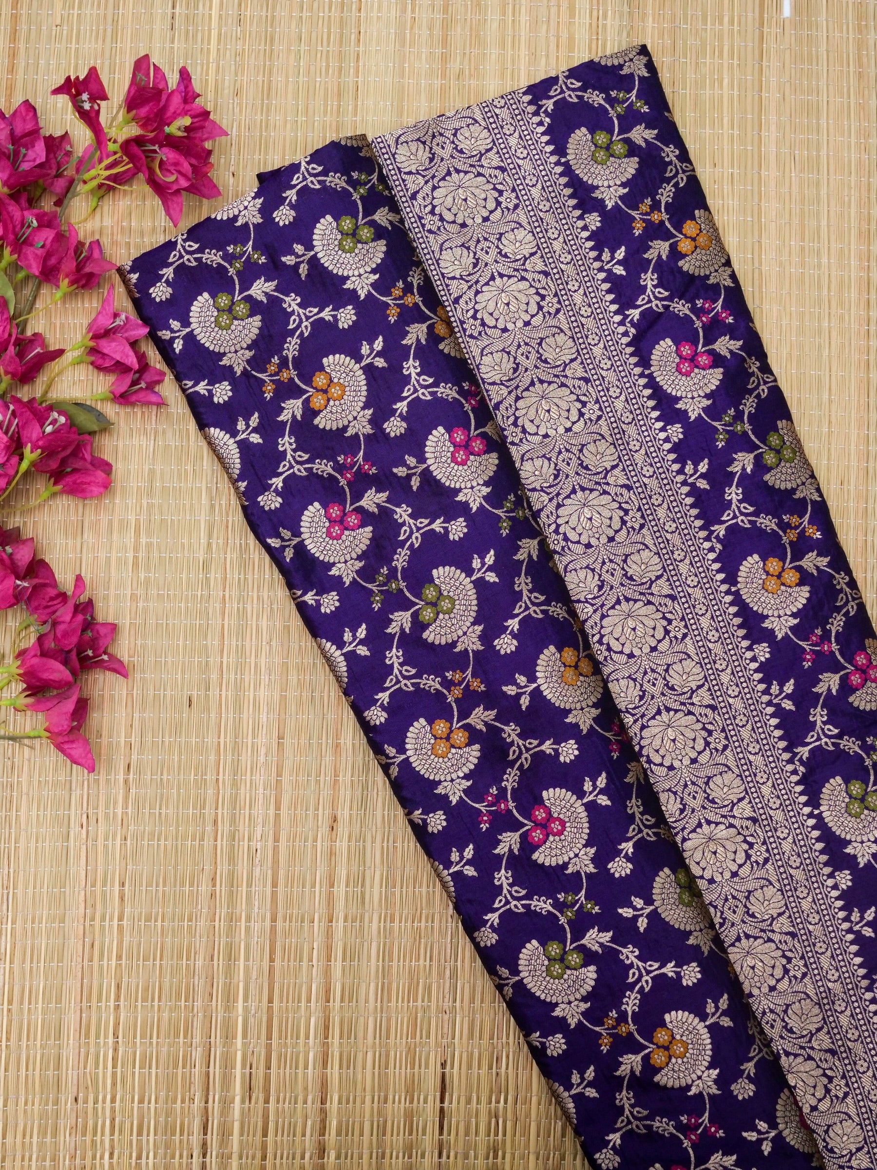 Banarasi Handloom pure katan silk Allover jari jaal design with tilfi Meena Jari patta blouse