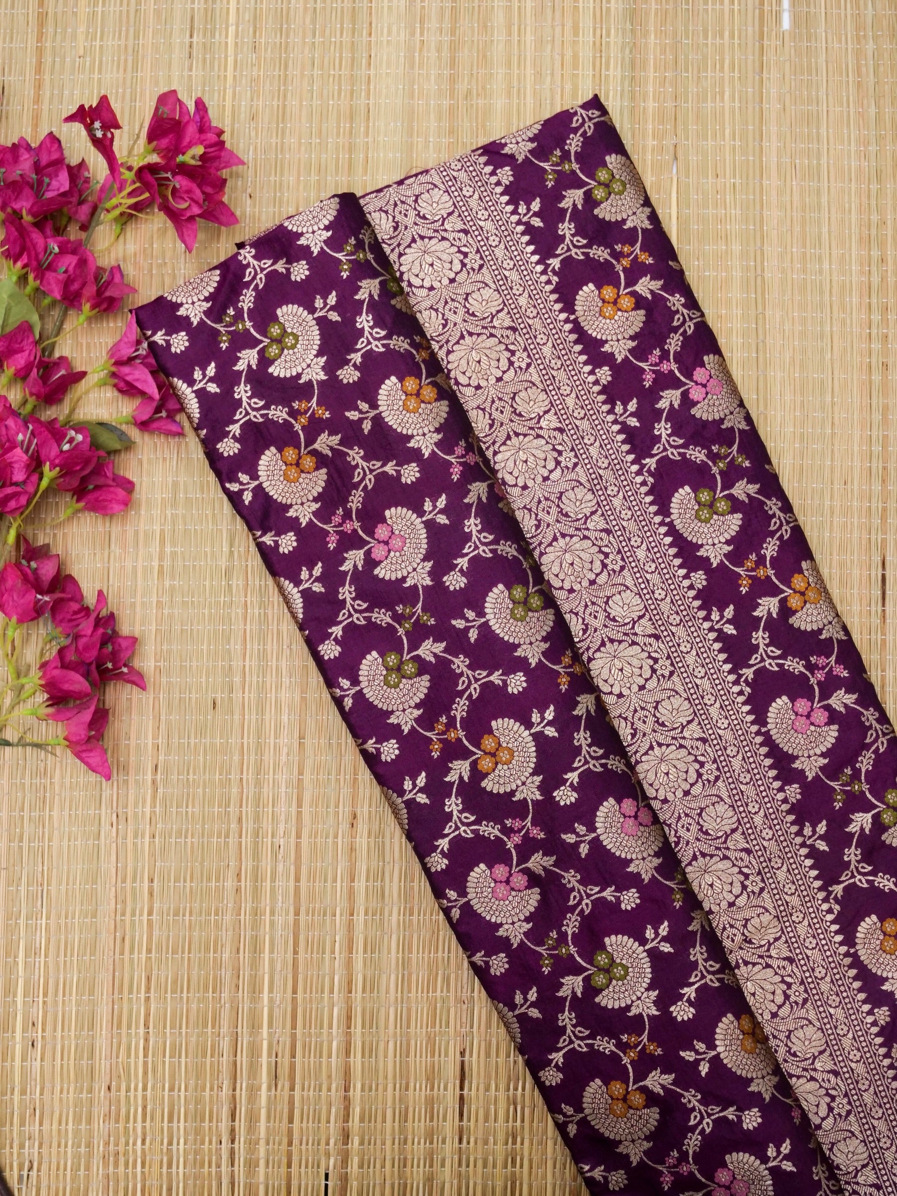 Banarasi Handloom pure katan silk Allover jari jaal design with tilfi Meena Jari patta blouse