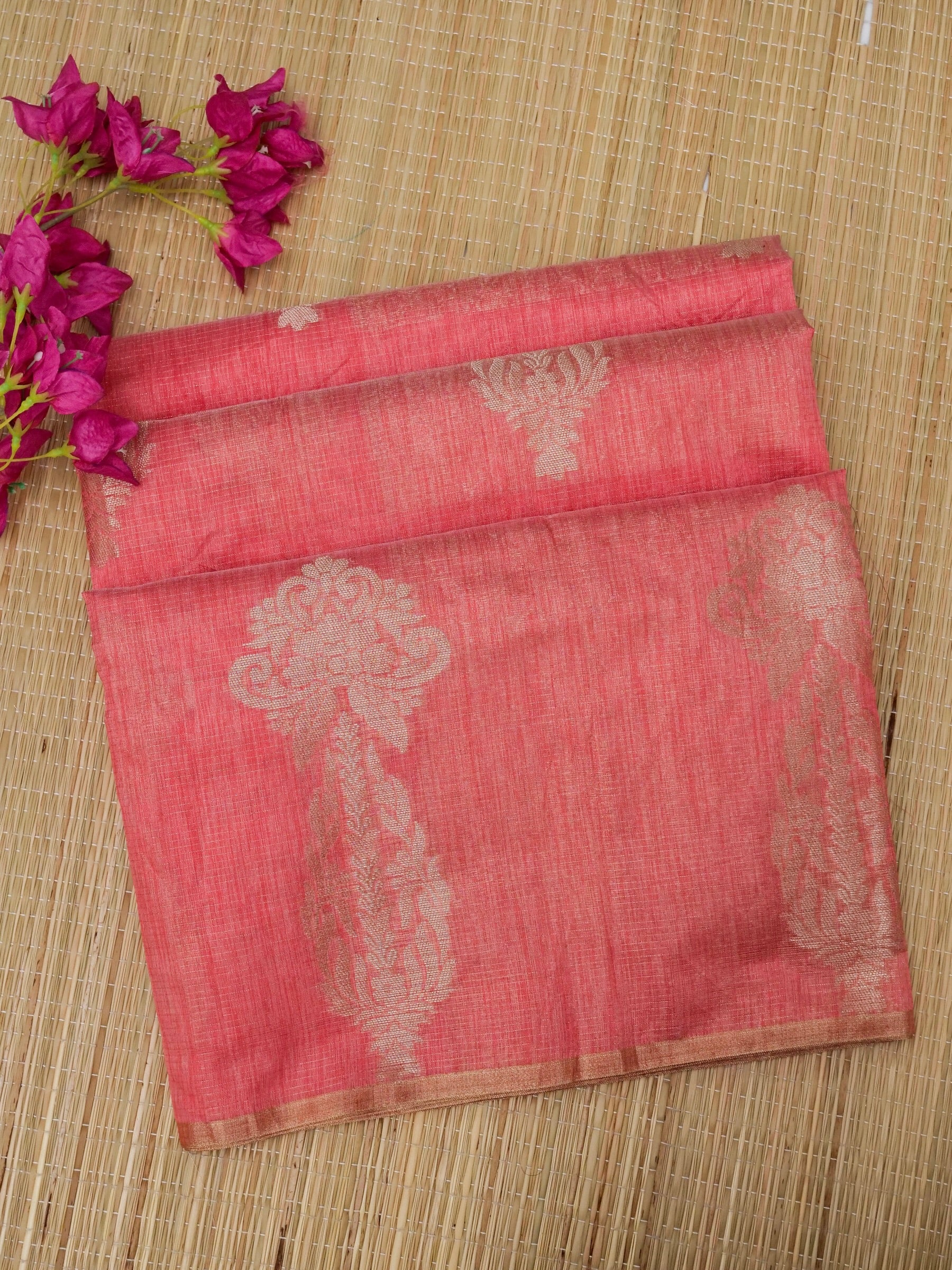 Banarasi Tassar silk zari linning skurt Buta border banarasi pallu with jacquard Blouse