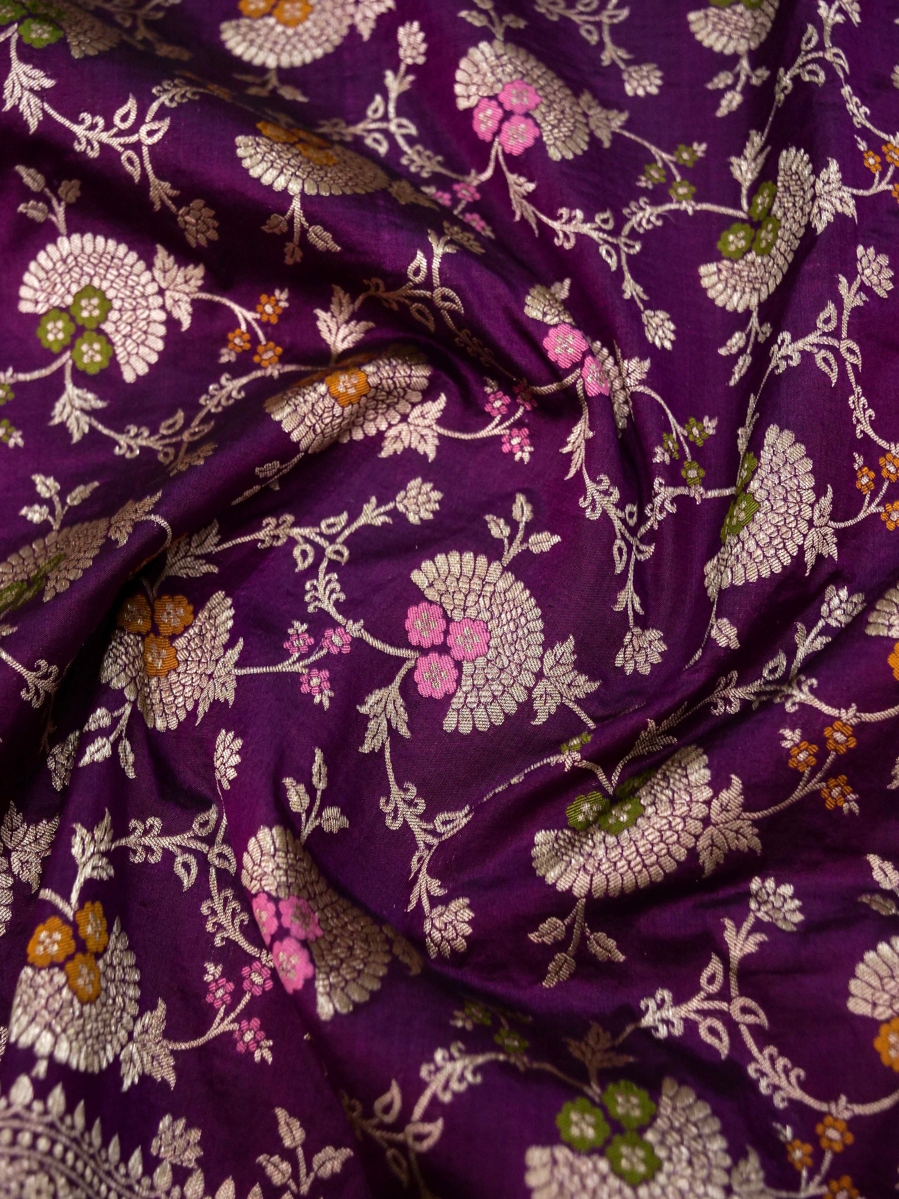 Banarasi Handloom pure katan silk Allover jari jaal design with tilfi Meena Jari patta blouse