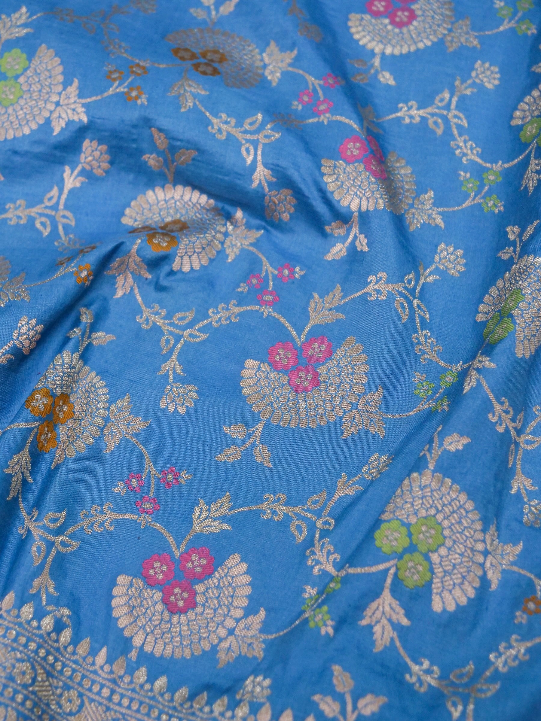 Banarasi Handloom pure katan silk Allover jari jaal design with tilfi Meena Jari patta blouse