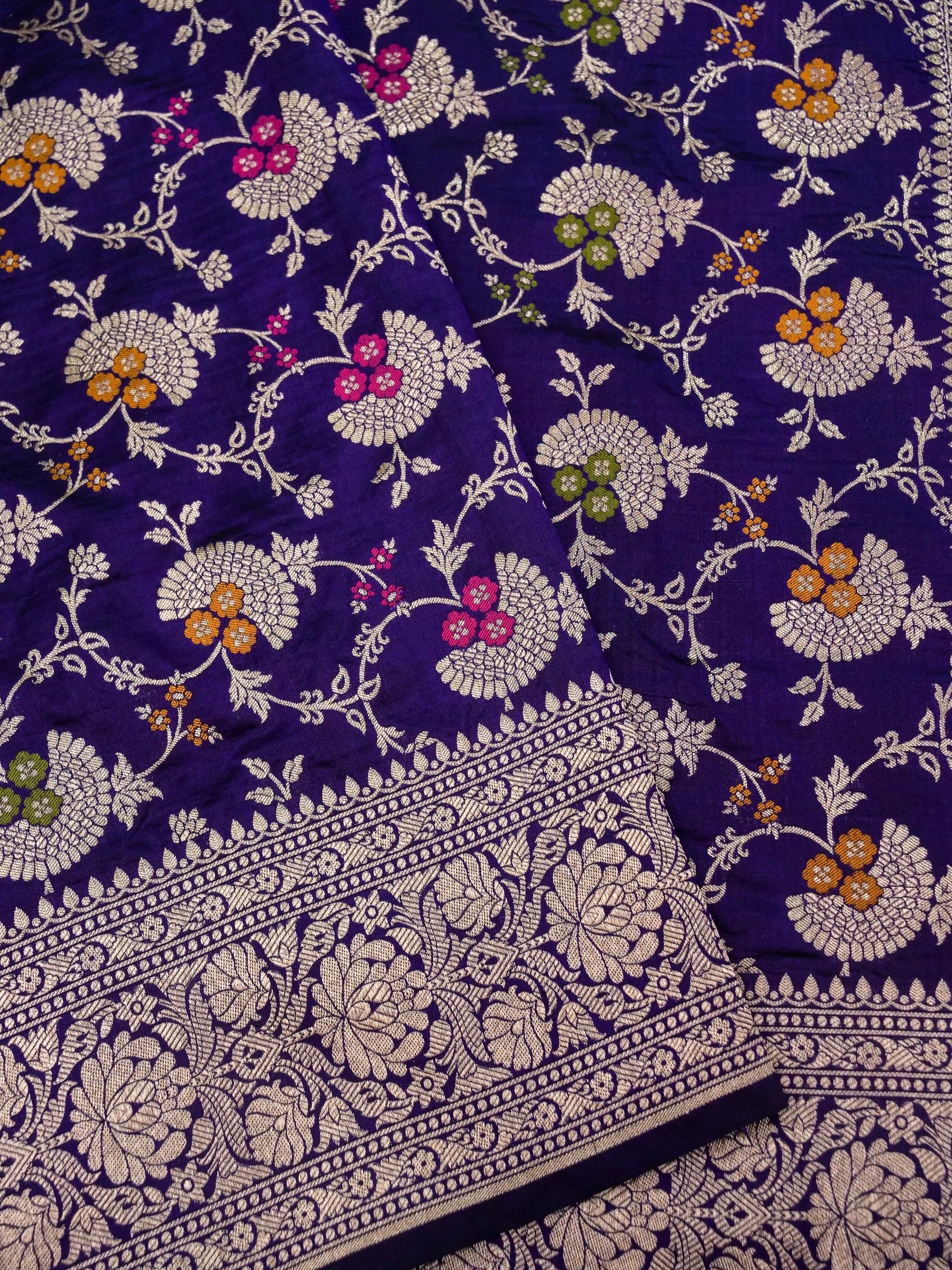 Banarasi Handloom pure katan silk Allover jari jaal design with tilfi Meena Jari patta blouse