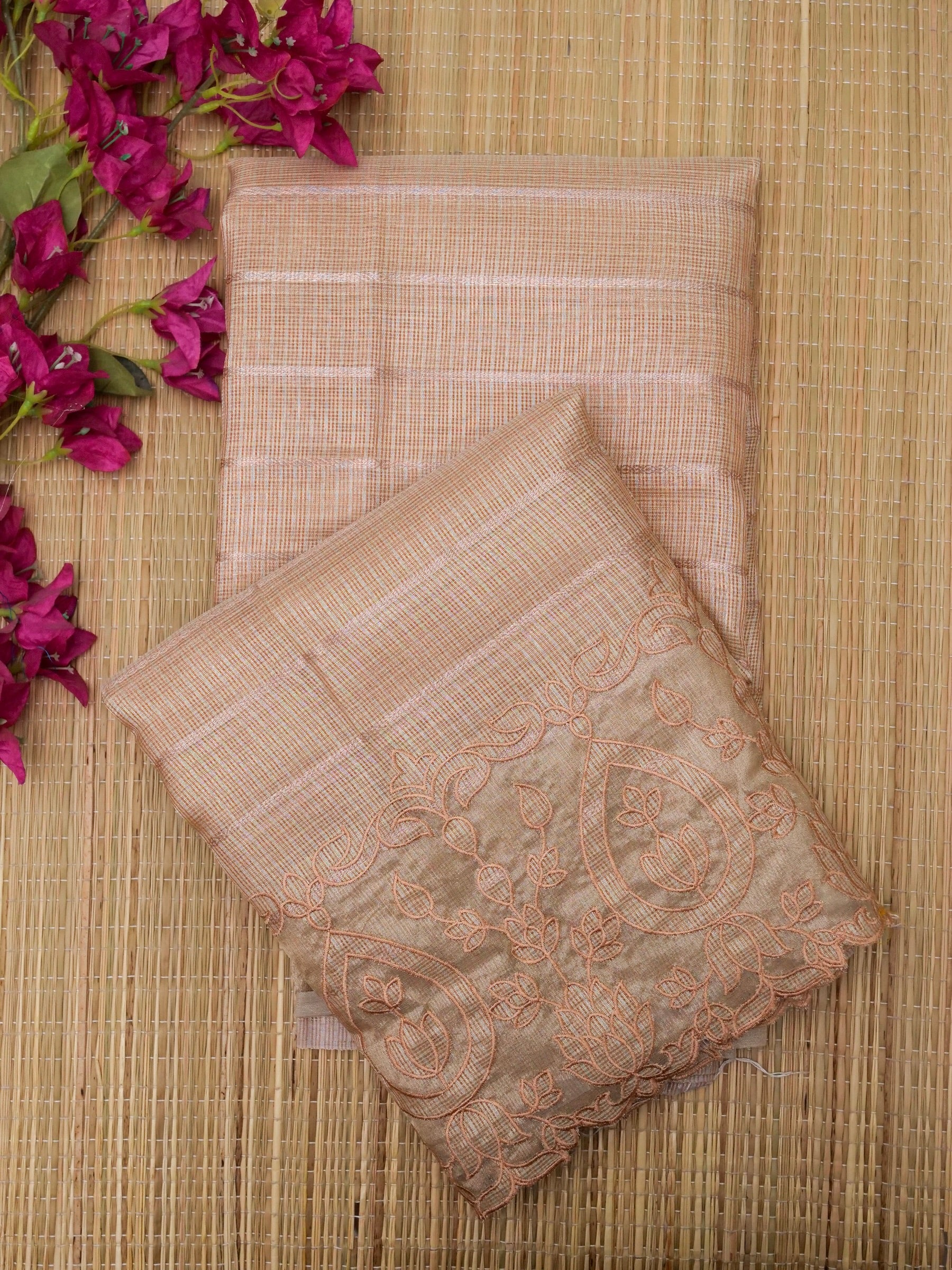 Banarasi kota tissue silk allover jari linning and embroidery aplic pallu attached applic computer embroidery border with golden tissue Blouse