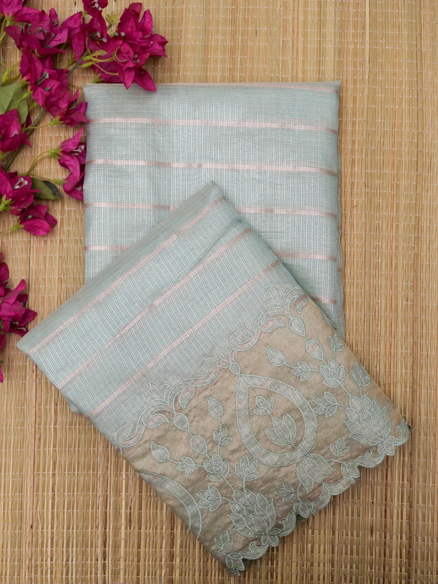 Banarasi kota tissue silk allover jari linning and embroidery aplic pallu attached applic computer embroidery border with golden tissue Blouse