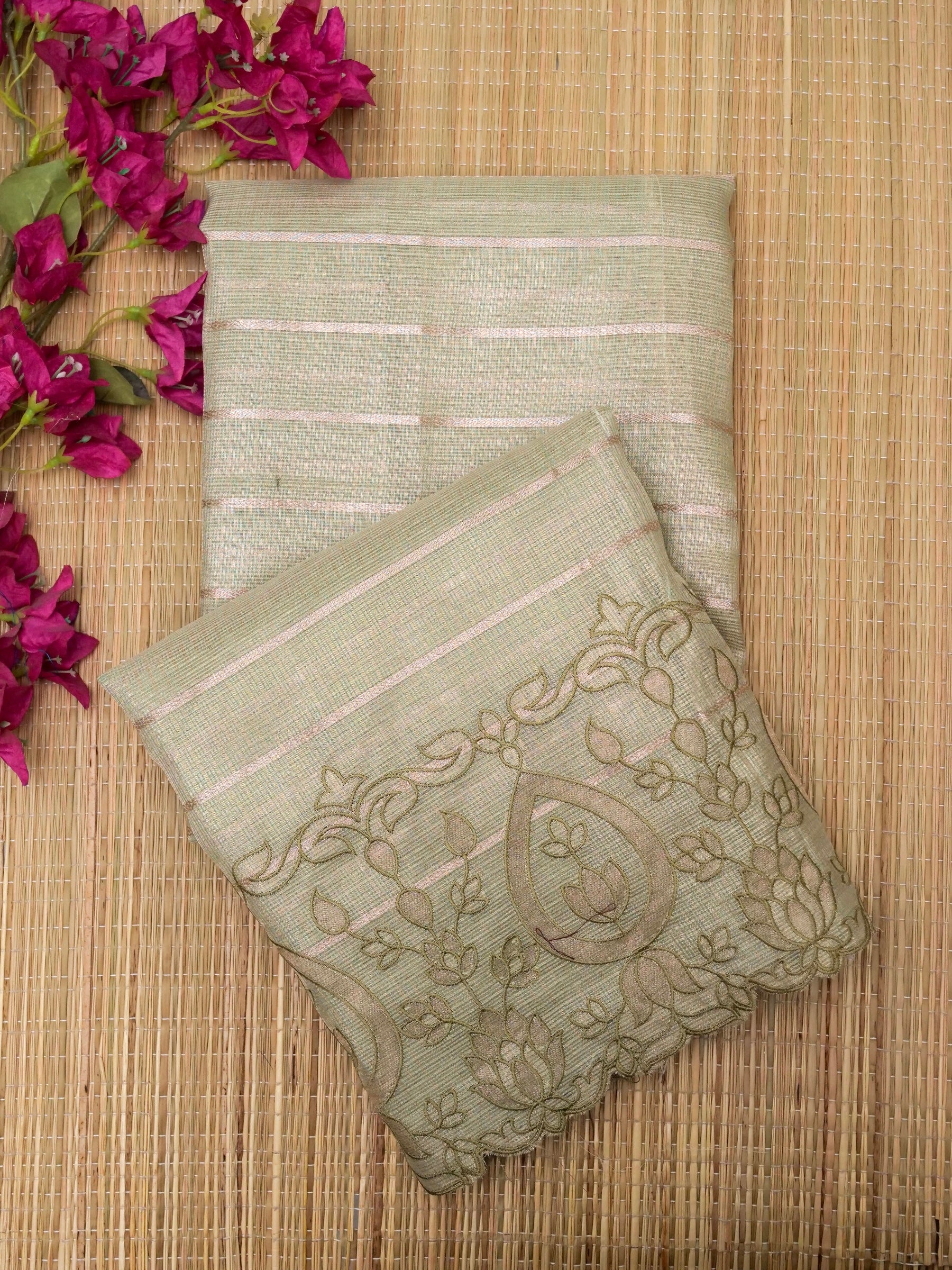 Banarasi kota tissue silk allover jari linning and embroidery aplic pallu attached applic computer embroidery border with golden tissue Blouse