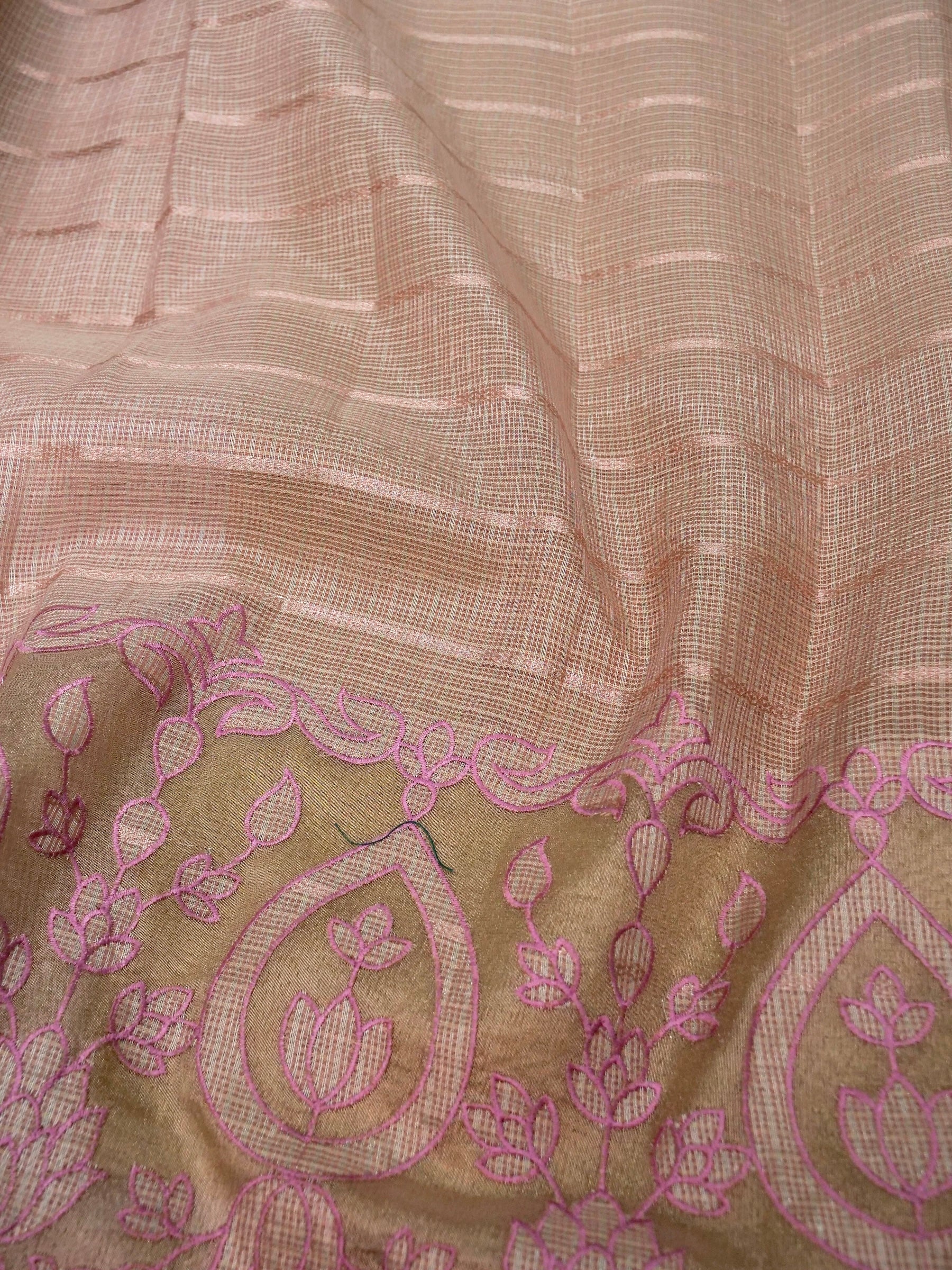 Banarasi kota tissue silk allover jari linning and embroidery aplic pallu attached applic computer embroidery border with golden tissue Blouse