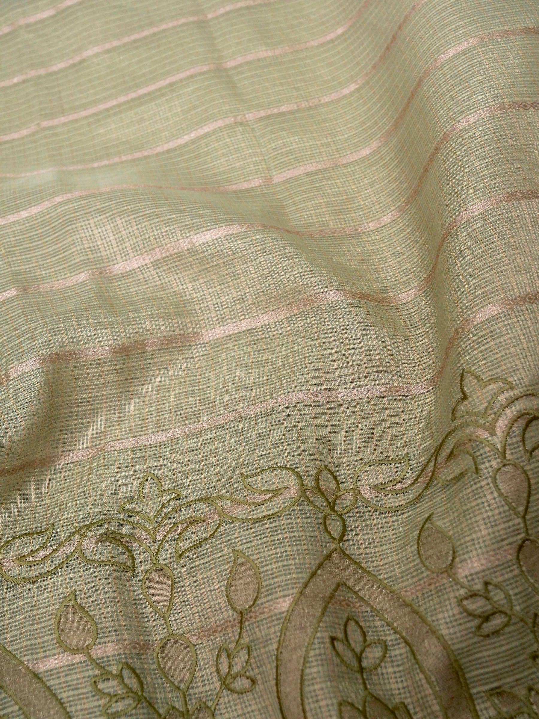 Banarasi kota tissue silk allover jari linning and embroidery aplic pallu attached applic computer embroidery border with golden tissue Blouse