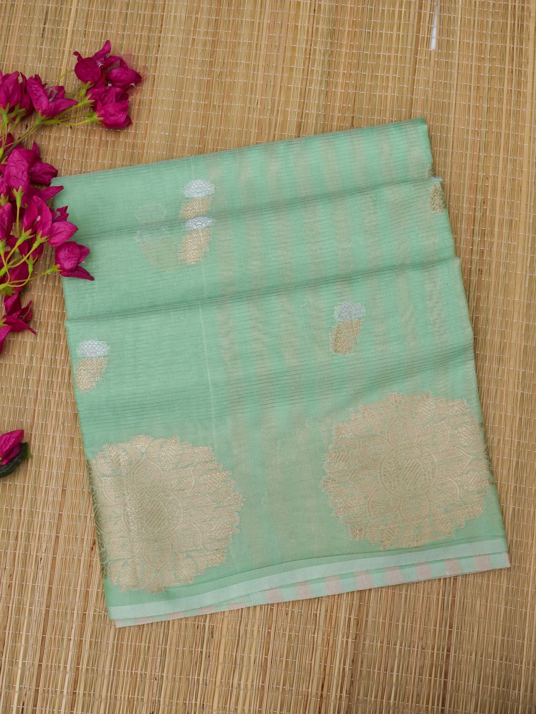 Banarasi Mangalgiri cotton silk allover jari meena buti with buta border with linning Blouse