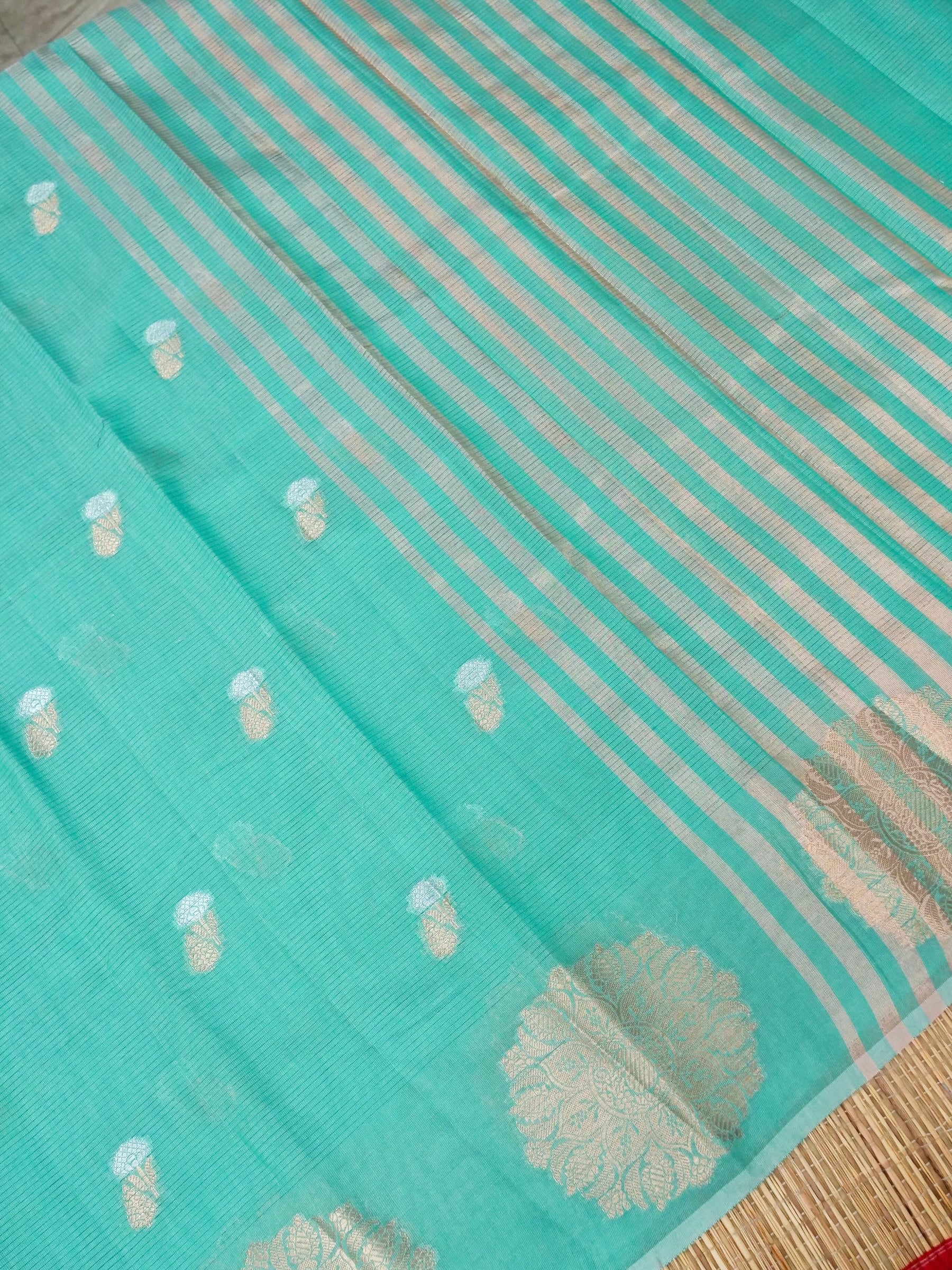 Banarasi Mangalgiri cotton silk allover jari meena buti with buta border with linning Blouse
