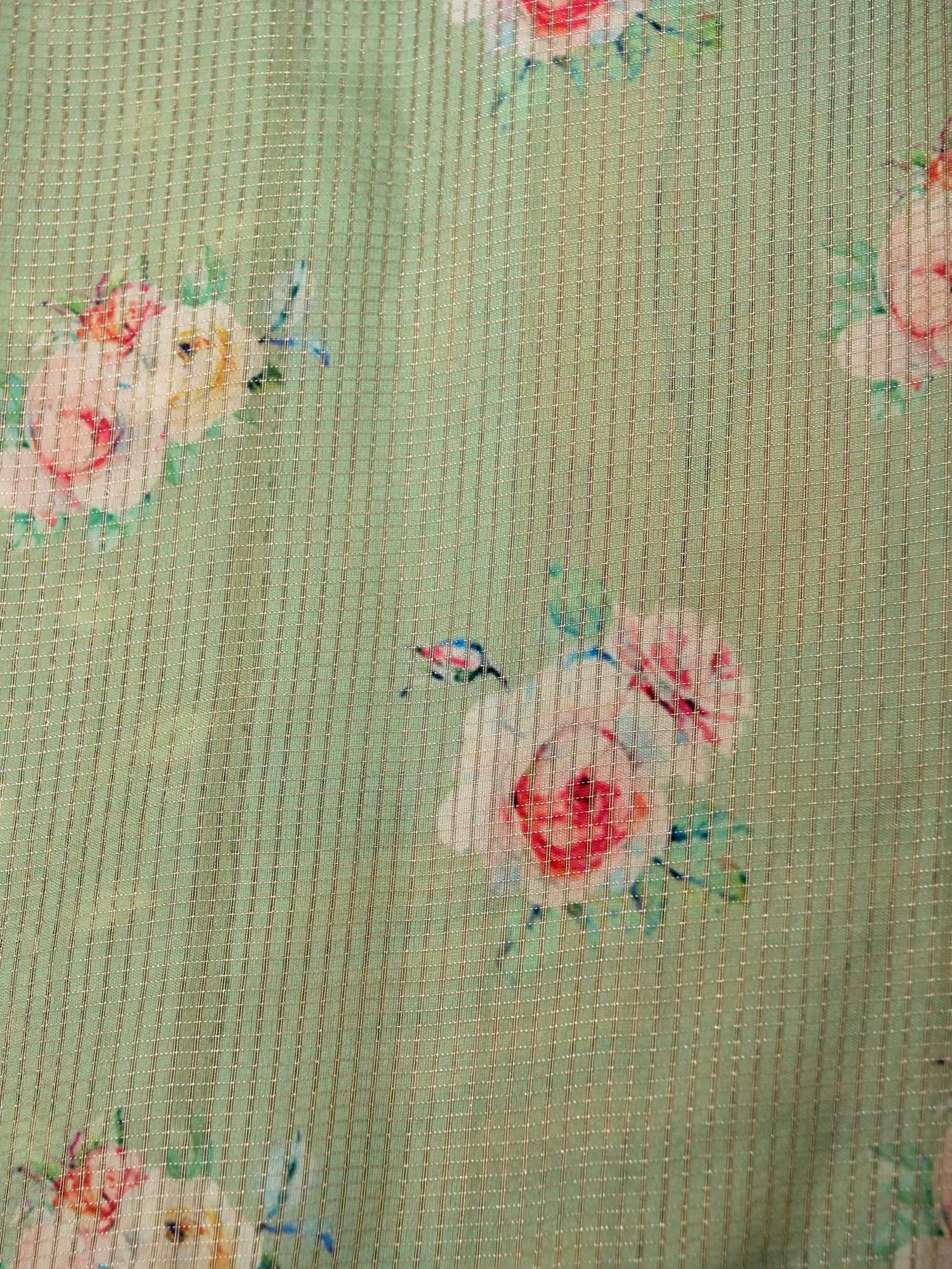 Banarasi tassar silk zari linning allover digital print fancy embroidery border with fancy zari Chek printed Blouse