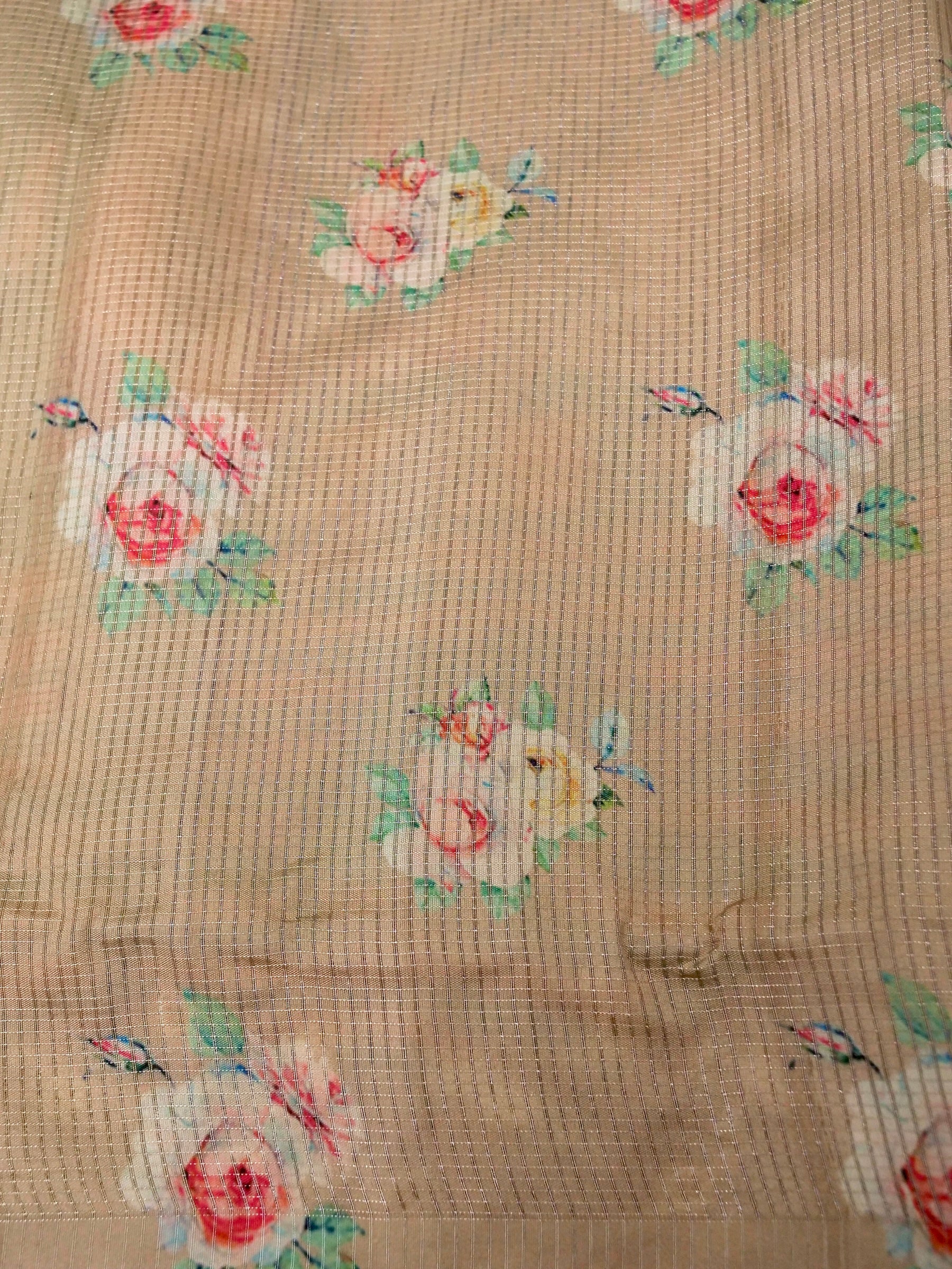 Banarasi tassar silk zari linning allover digital print fancy embroidery border with fancy zari Chek printed Blouse