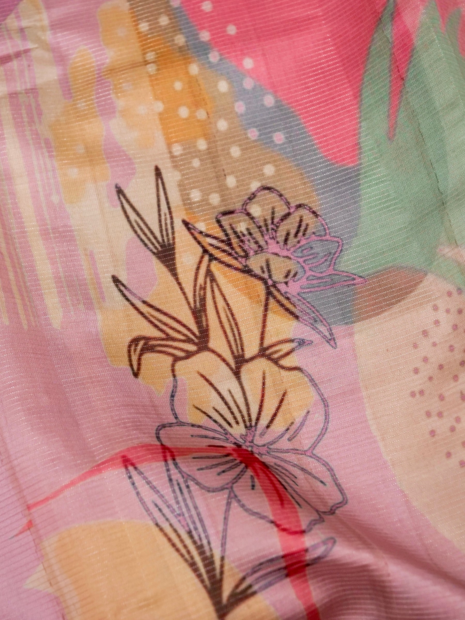 Banarasi tassar silk zari linning allover digital print fancy embroidery border with fancy zari Chek printed Blouse