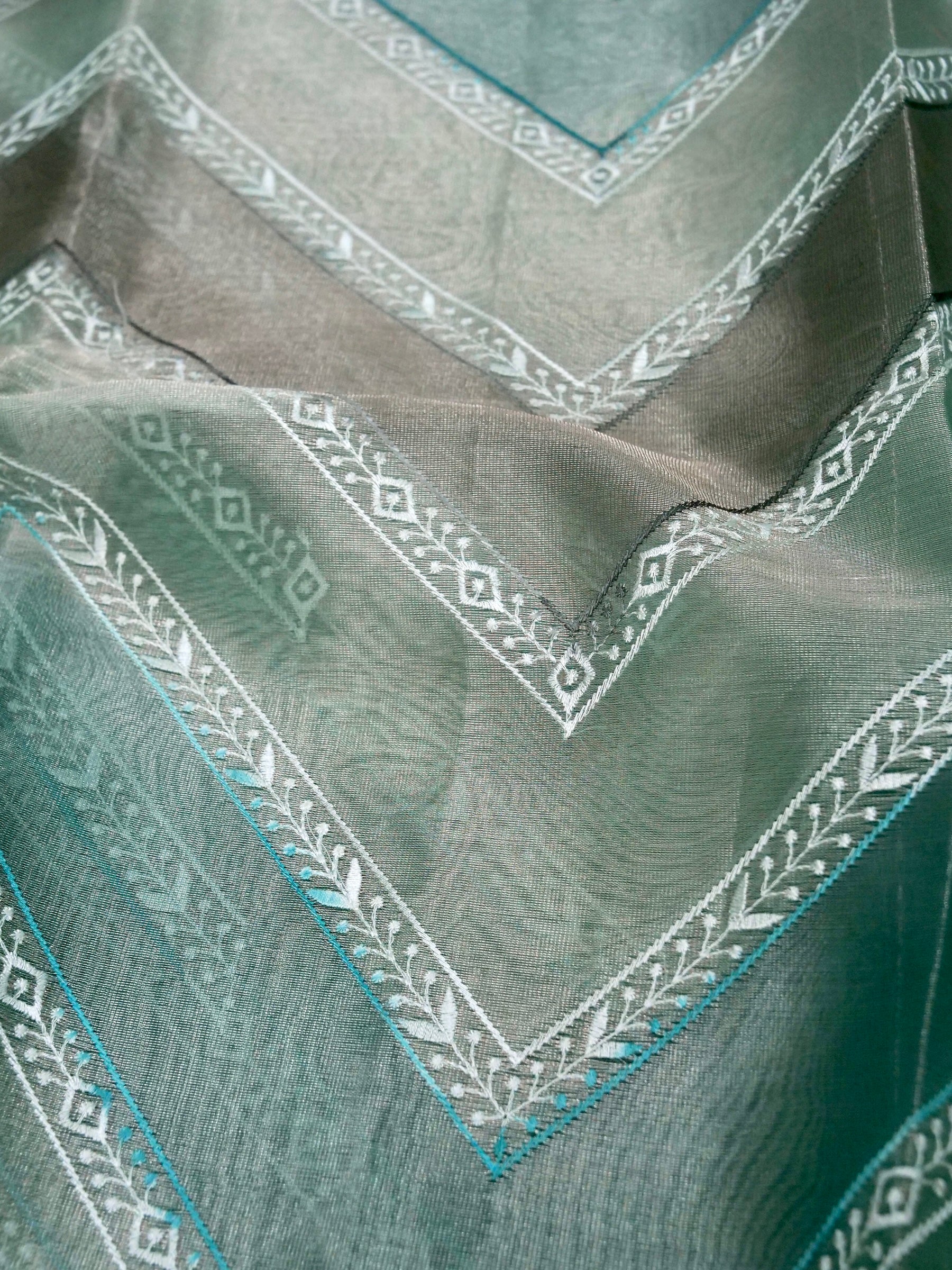 Banarasi tissue silk allover computer embroidery with rangkaat with blouse