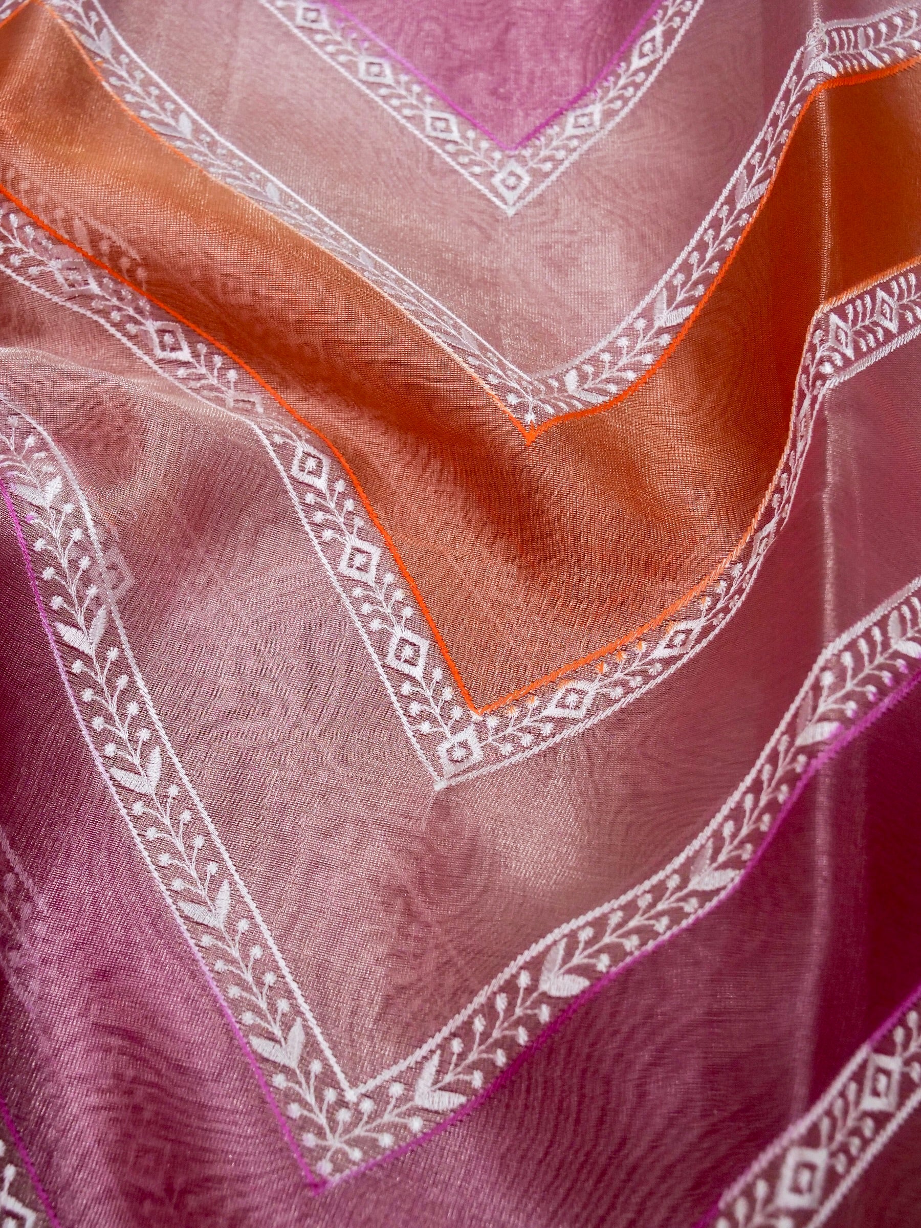 Banarasi tissue silk allover computer embroidery with rangkaat with blouse