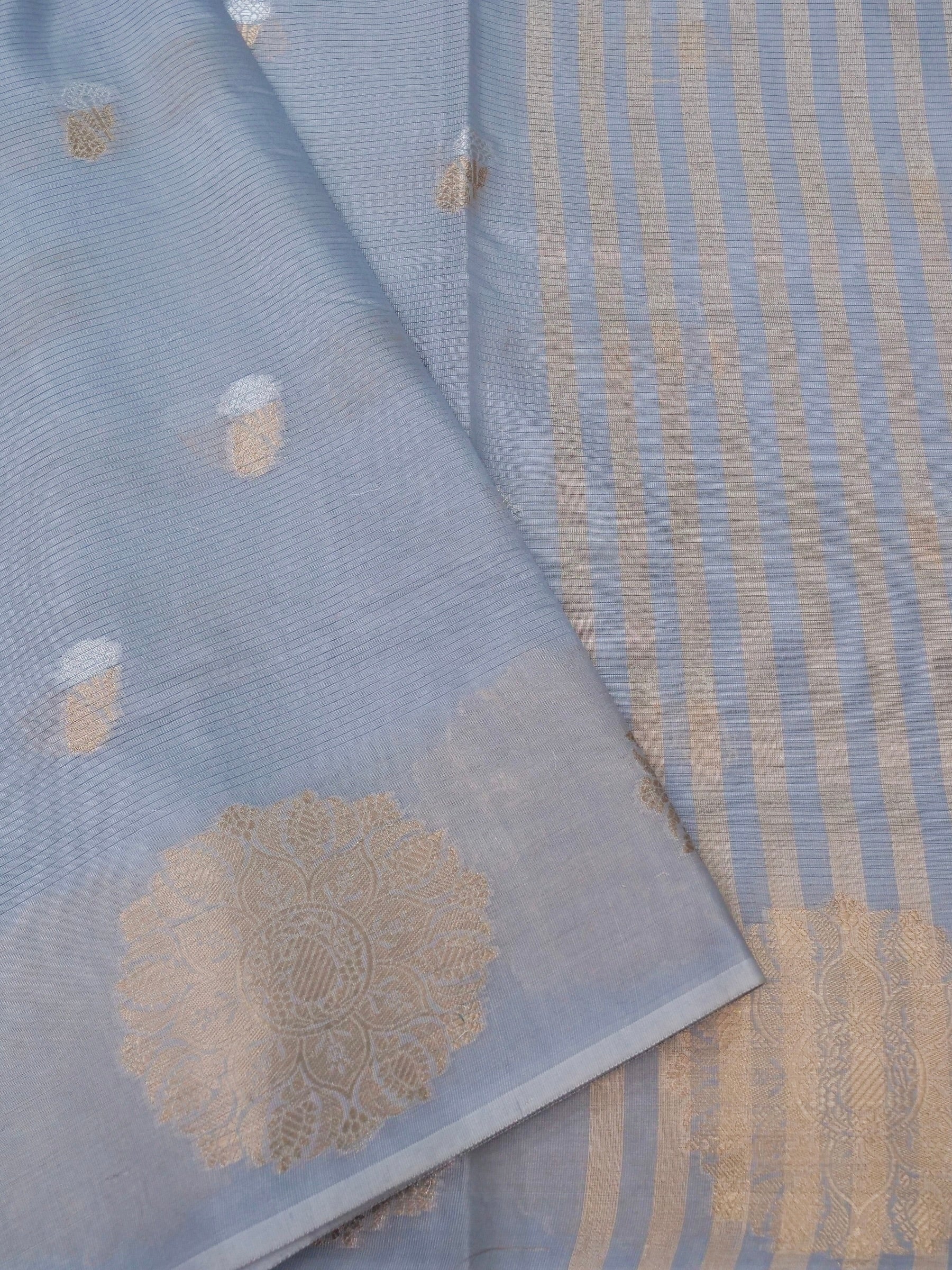 Banarasi Mangalgiri cotton silk allover jari meena buti with buta border with linning Blouse