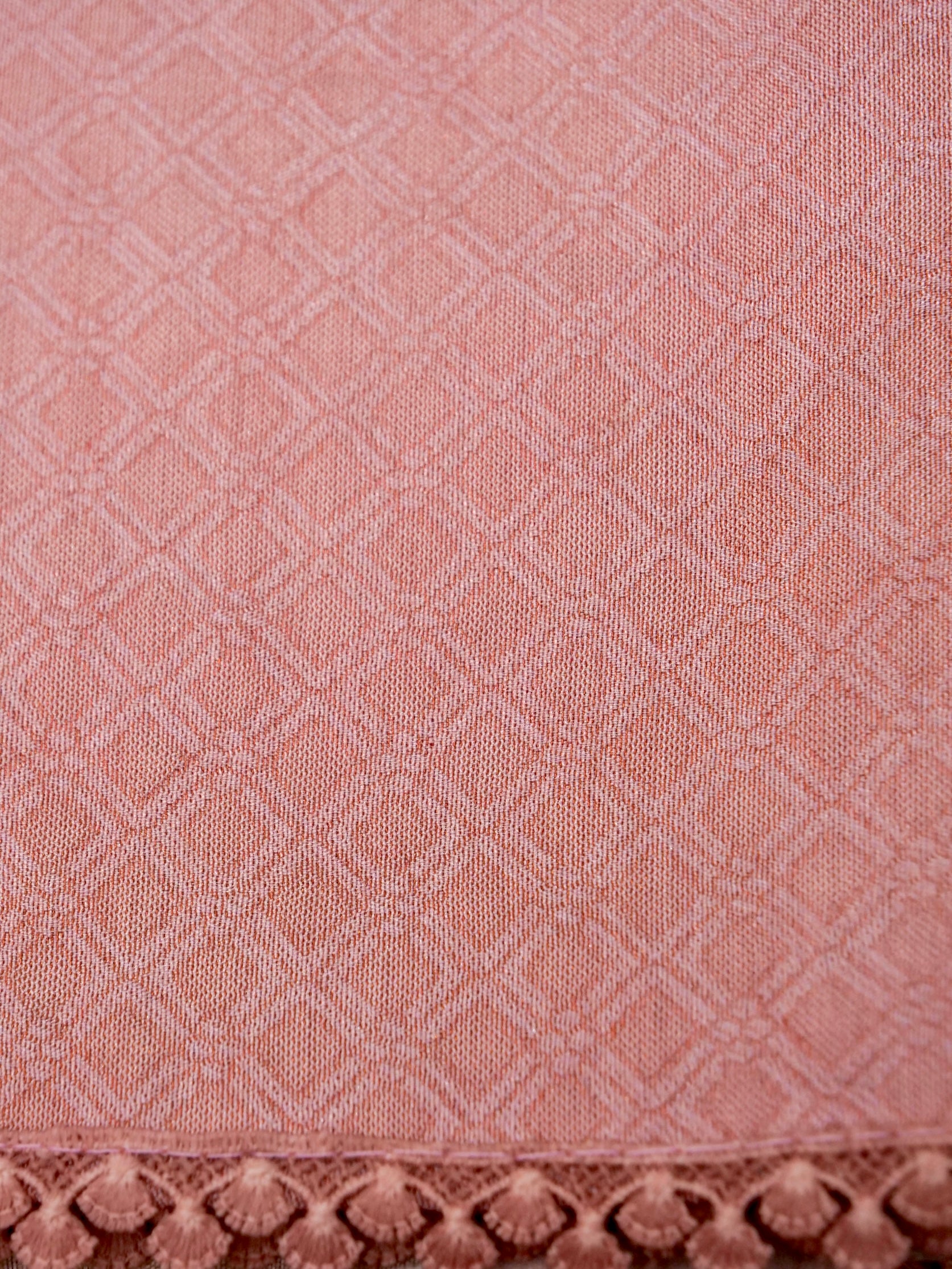 Banarasi cotton silk allover floral computer embroidery with skurt applic border attached jaquard blouse