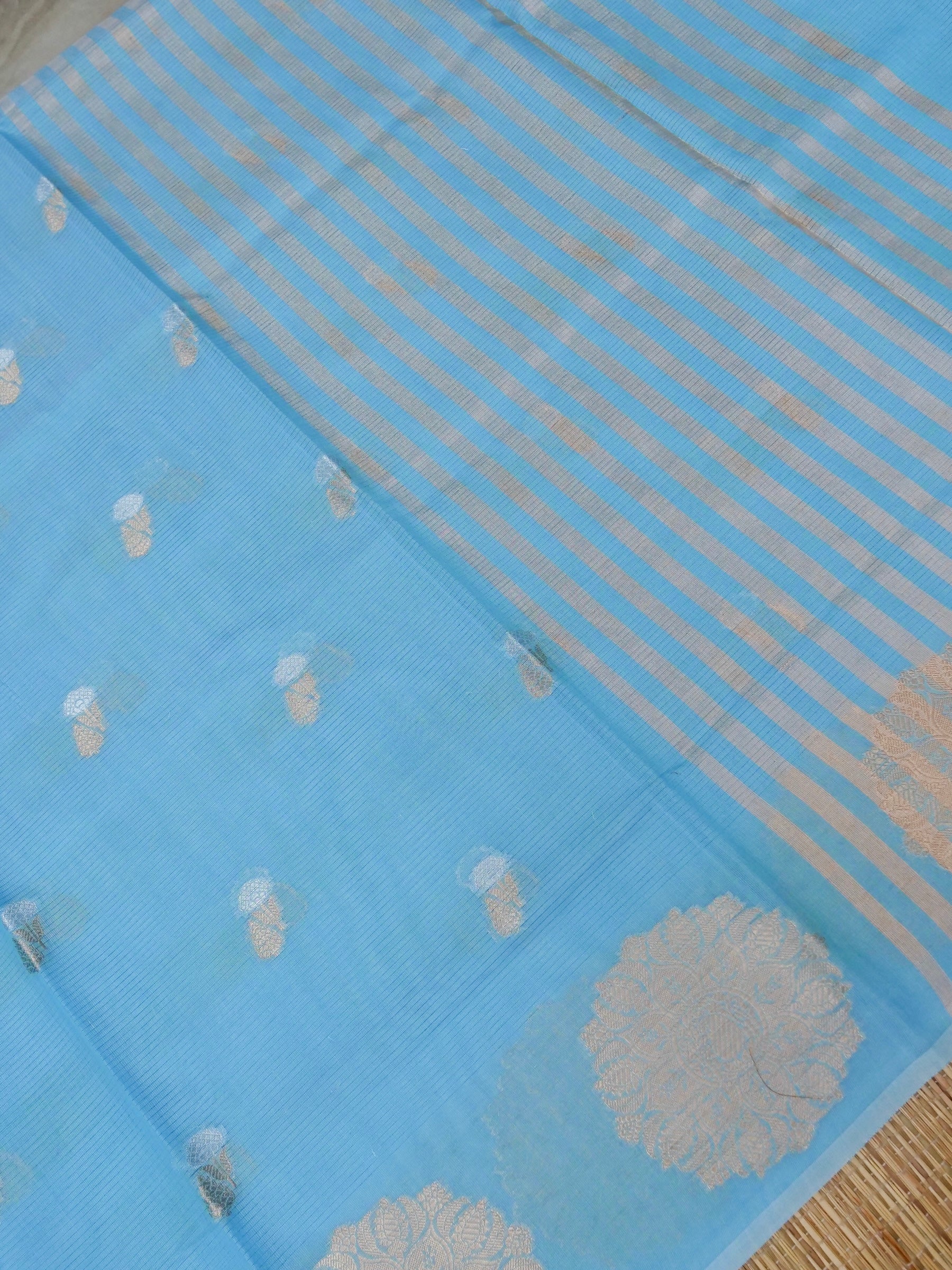 Banarasi Mangalgiri cotton silk allover jari meena buti with buta border with linning Blouse