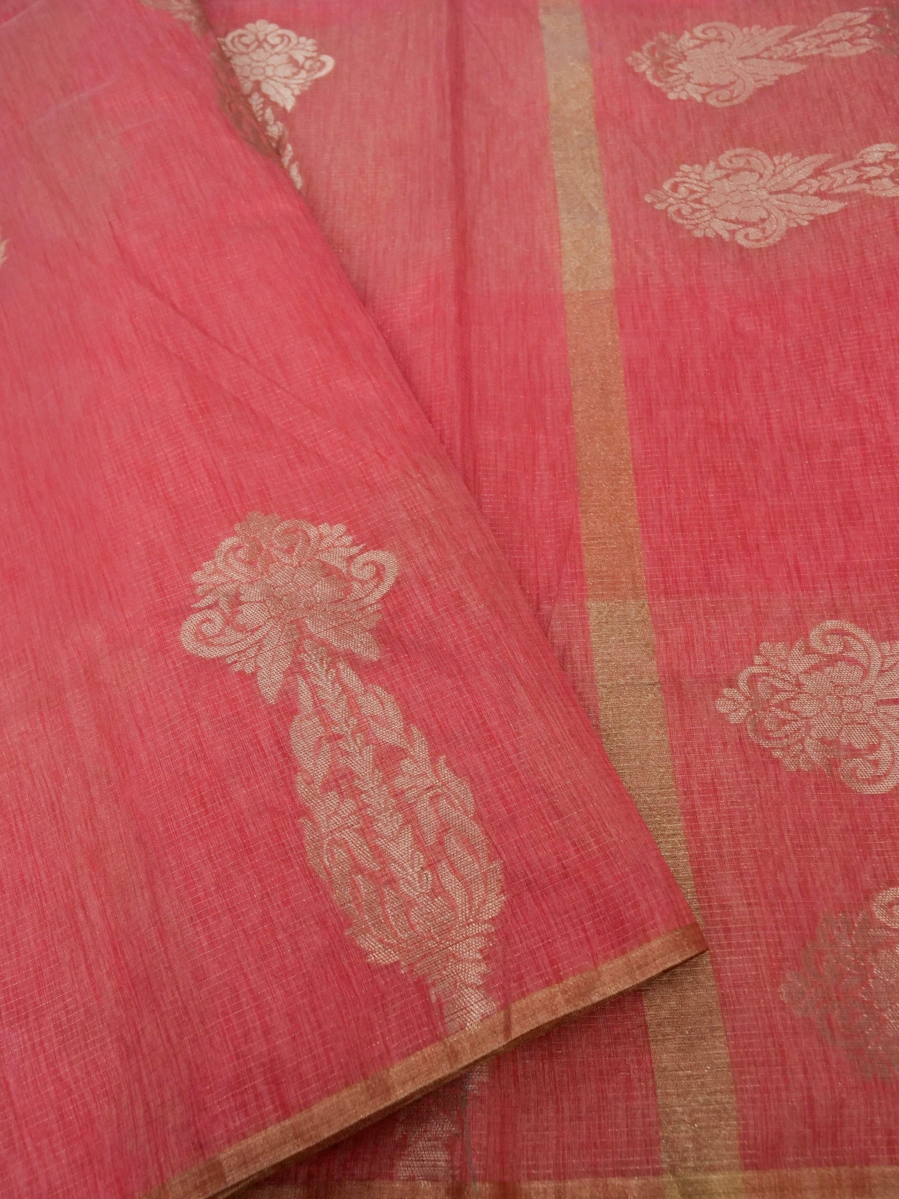 Banarasi Tassar silk zari linning skurt Buta border banarasi pallu with jacquard Blouse
