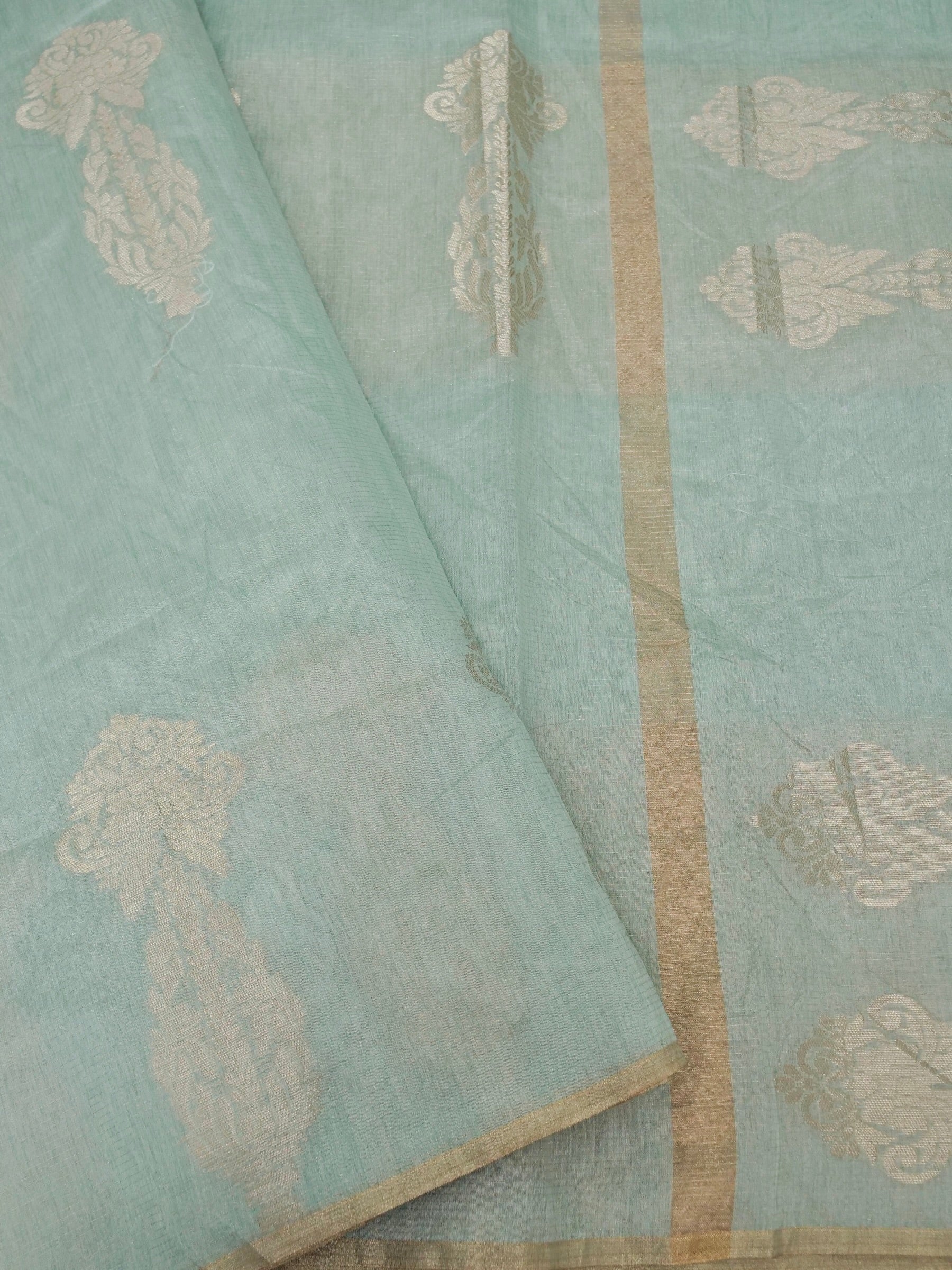 Banarasi Tassar silk zari linning skurt Buta border banarasi pallu with jacquard Blouse