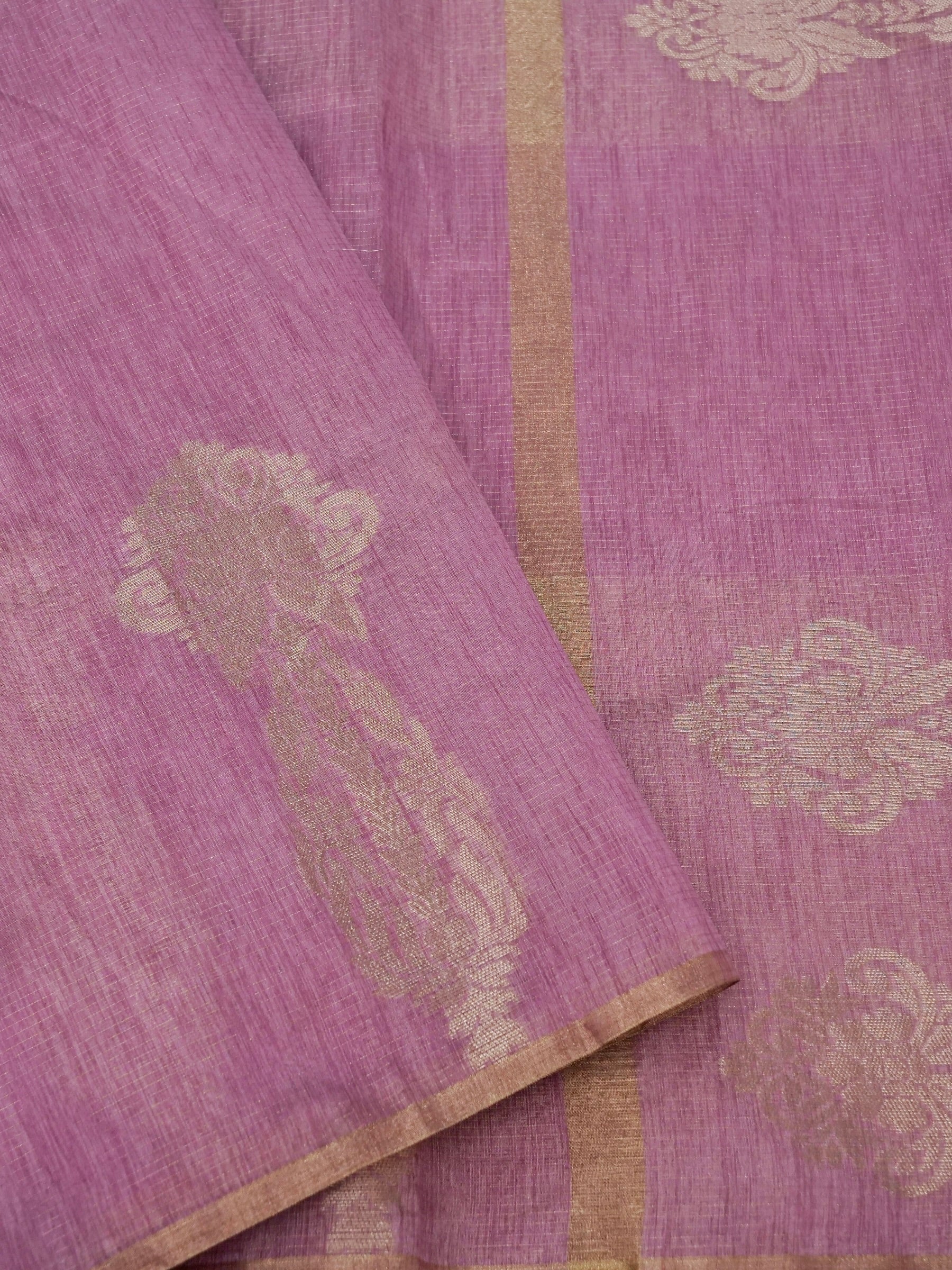 Banarasi Tassar silk zari linning skurt Buta border banarasi pallu with jacquard Blouse