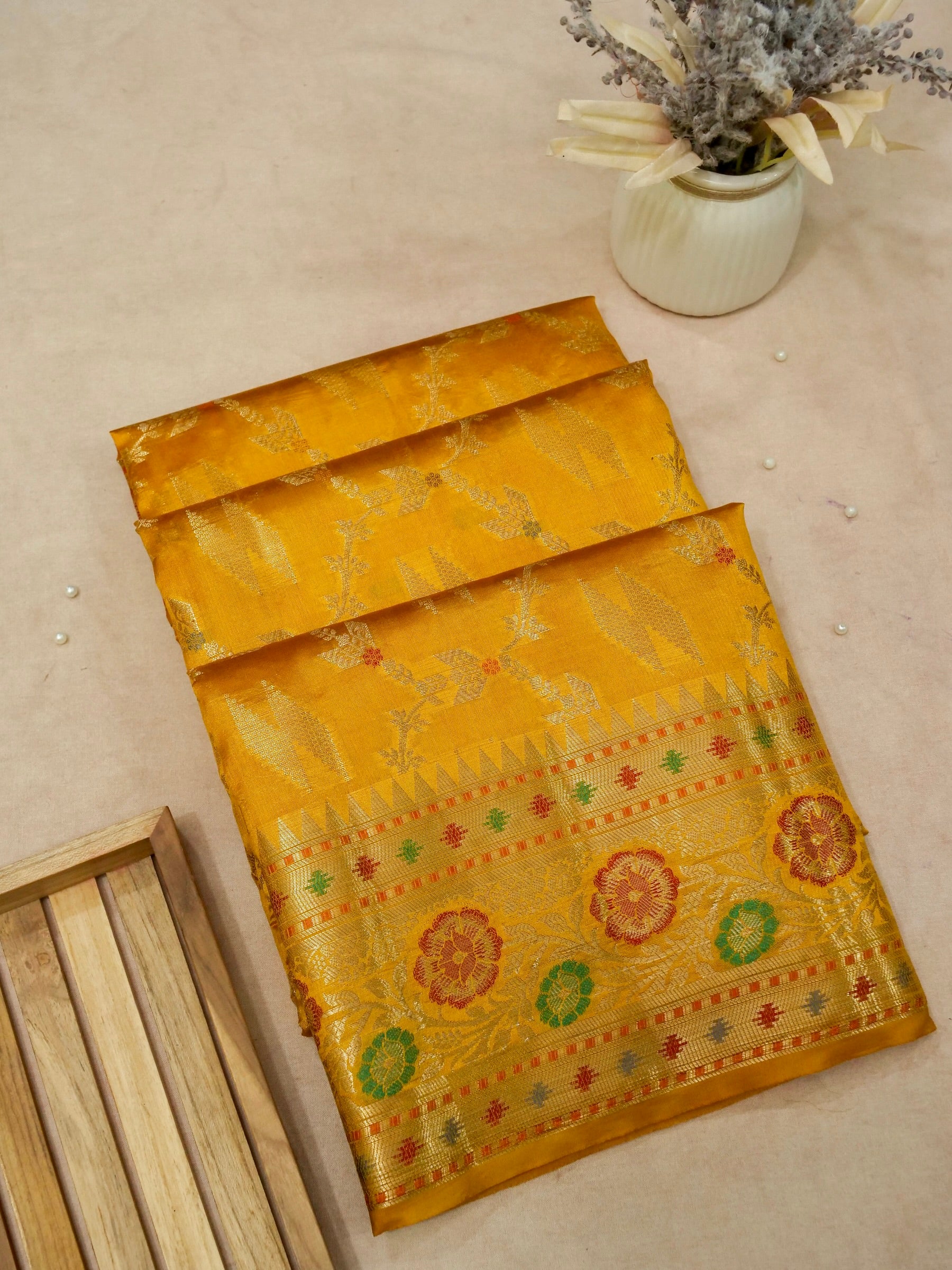 Banarasi Pure Dupion Silk Allover Zari Zjaal Design with Tilfi Meena in Border Allover Saree