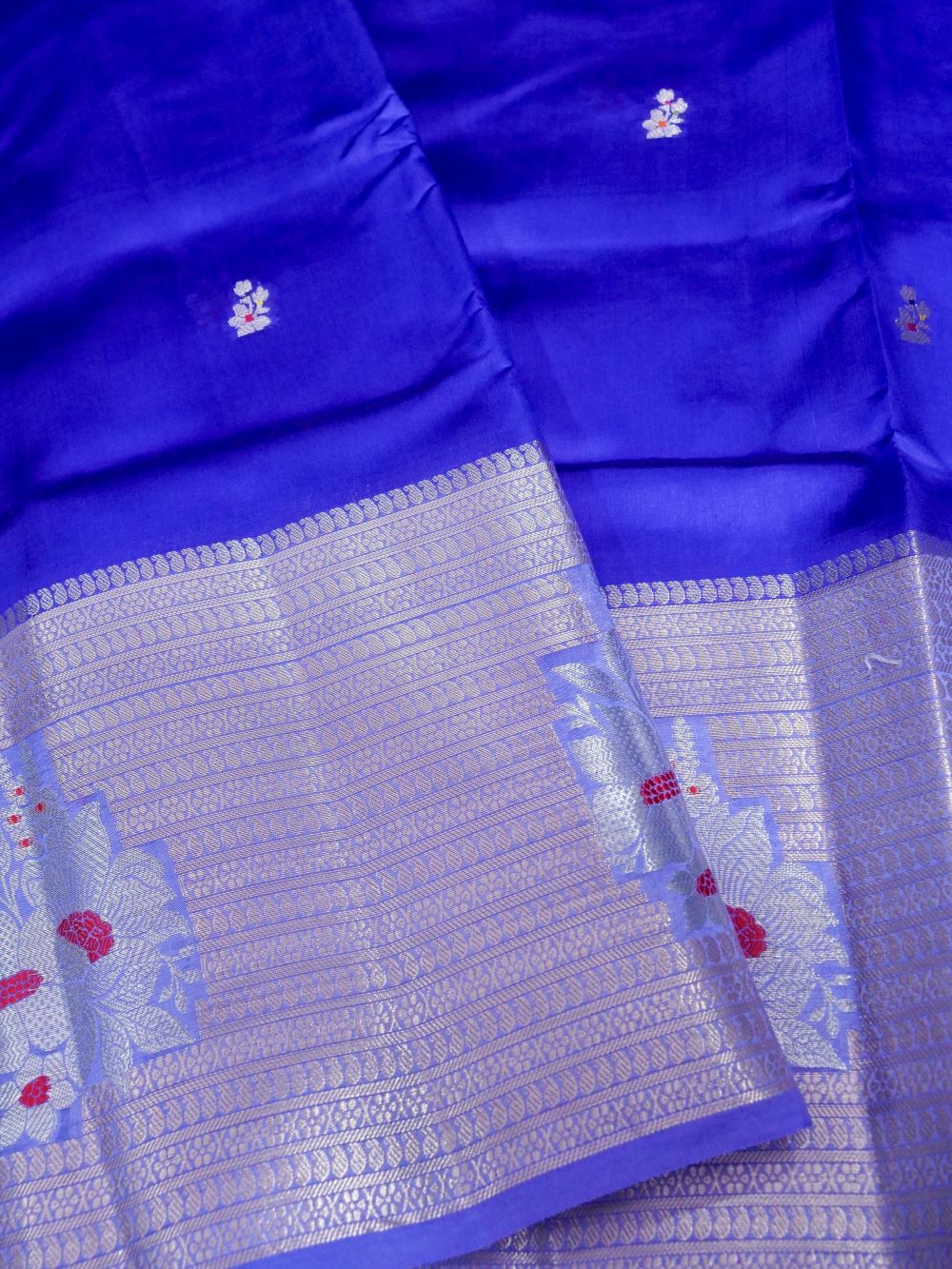 Banarasi Pure Mango Silk Allover Zari Buti with Resham Meena