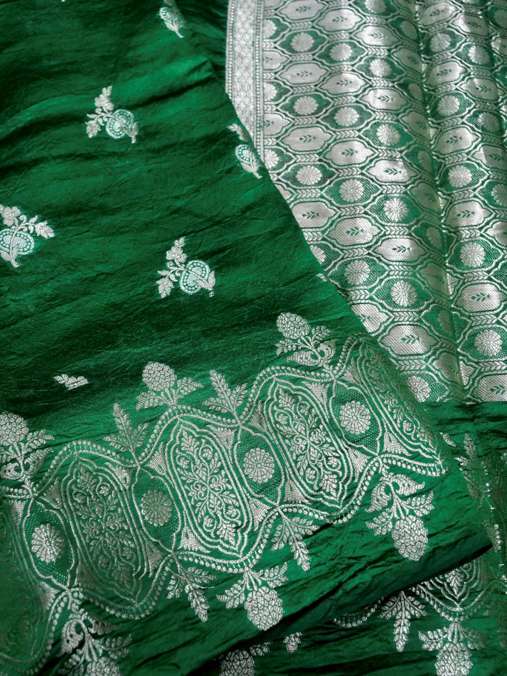 Banarasi Pure Mango Silk Allover Zari Buti
