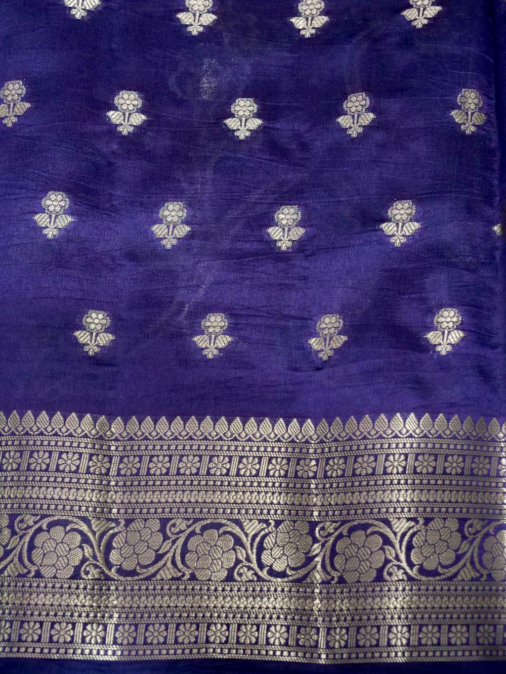Banarasi Pure Mango Silk Allover Zari Jaal with Tilfi Resham Meena