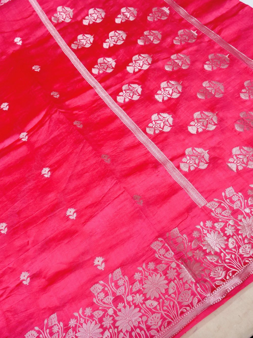 Banarasi Pure Mango Silk Allover Zari Buti with Resham Meena