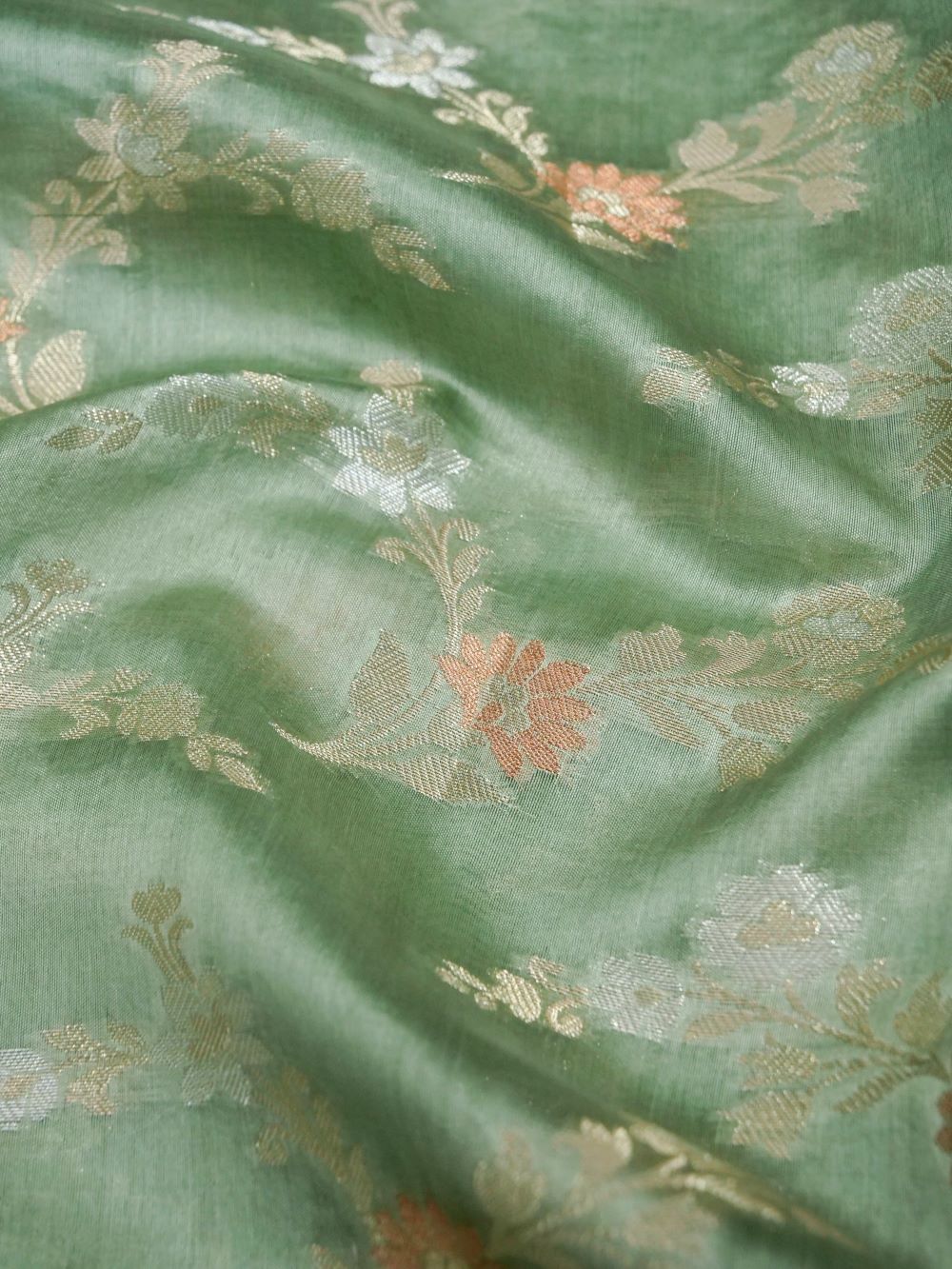 Banarasi Chiniya Silk Allover Zari Buti with Small Border