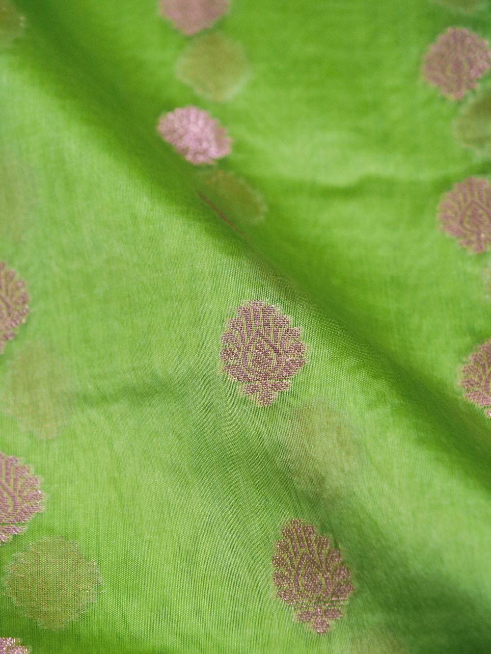 Banarasi Pure Dupion Silk Allover Zari Buti Design with Hand Brushing Contrast Blouse