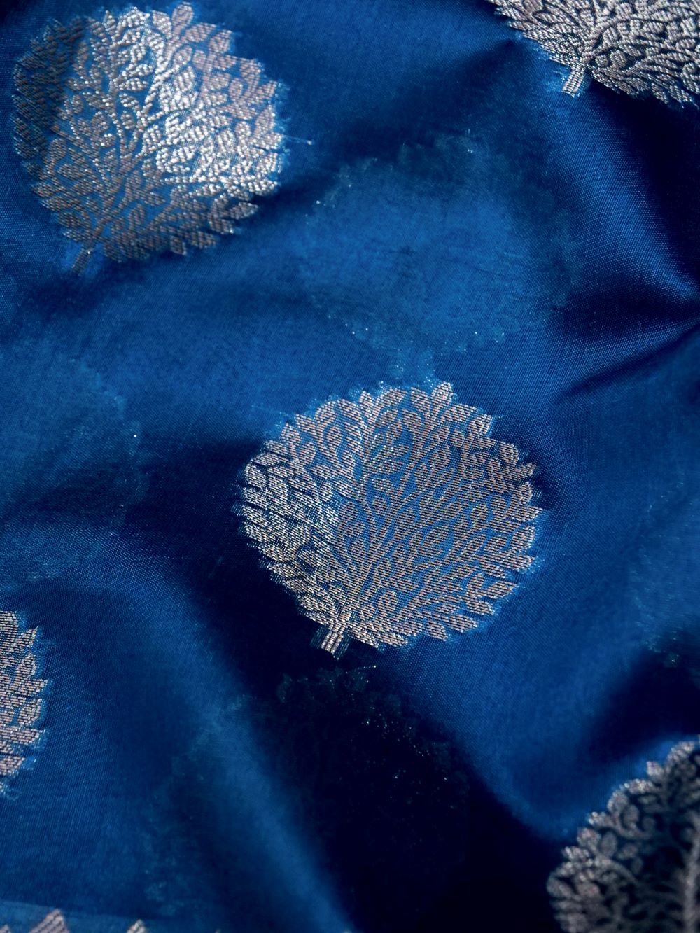 Banarasi Pure Dupion Silk Allover Zari Buti Design with Resham Meena Double Carry Border