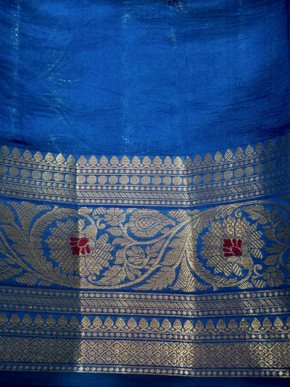 Banarasi Pure Dupion Silk Allover Zari and Resham Meena Jaal Design Contrast Blouse