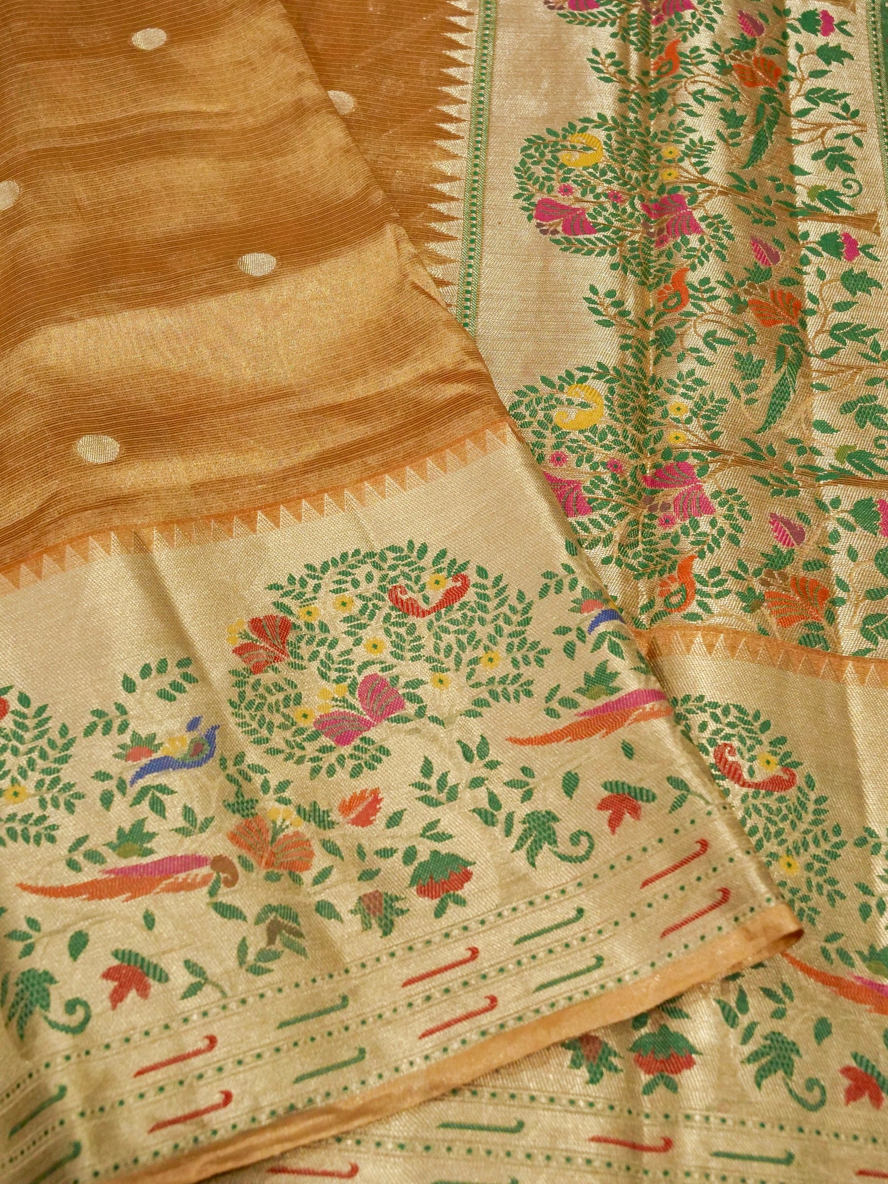 Banarasi Pure Tissue Silk Reshmi Zari Paithni Border and Pallu