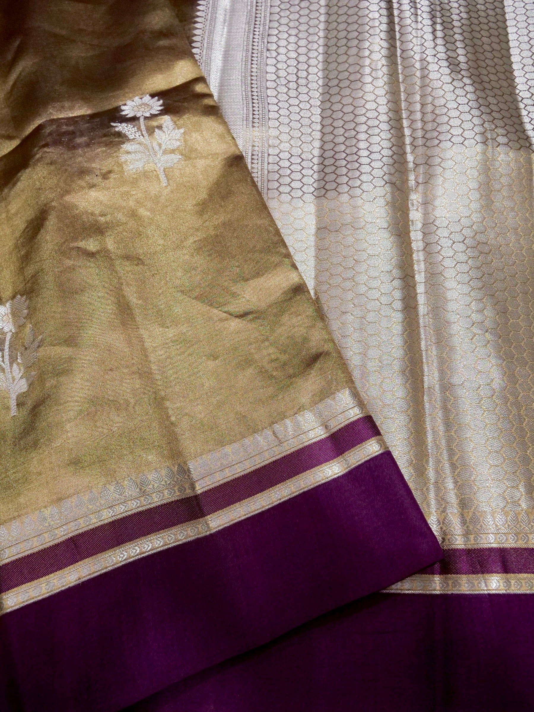 Banarasi Pure Tissue Silk with Resham Meena Rupa Zari Buta