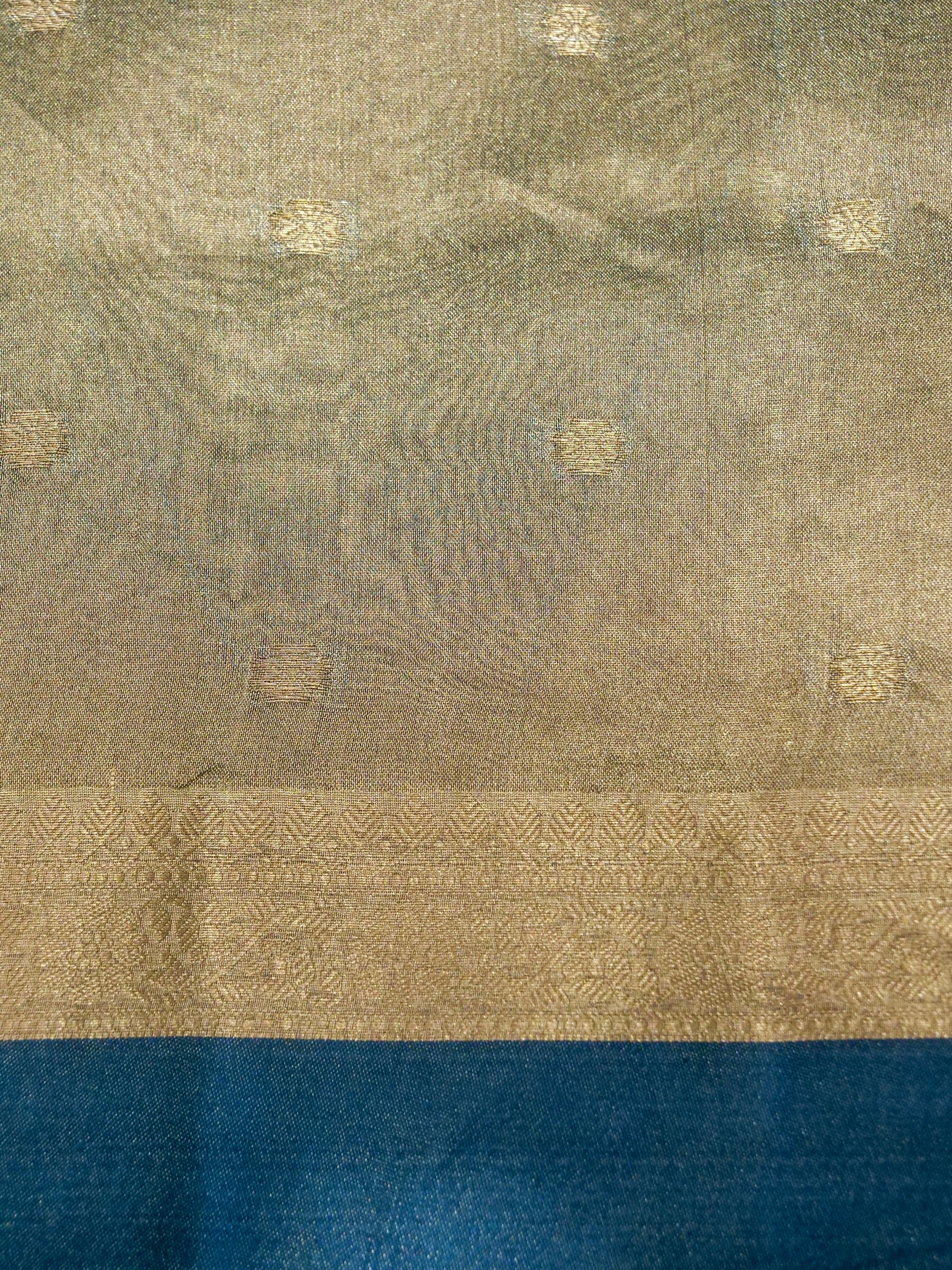 Banarasi Pure Tissue Silk with Contrast Border and Blouse