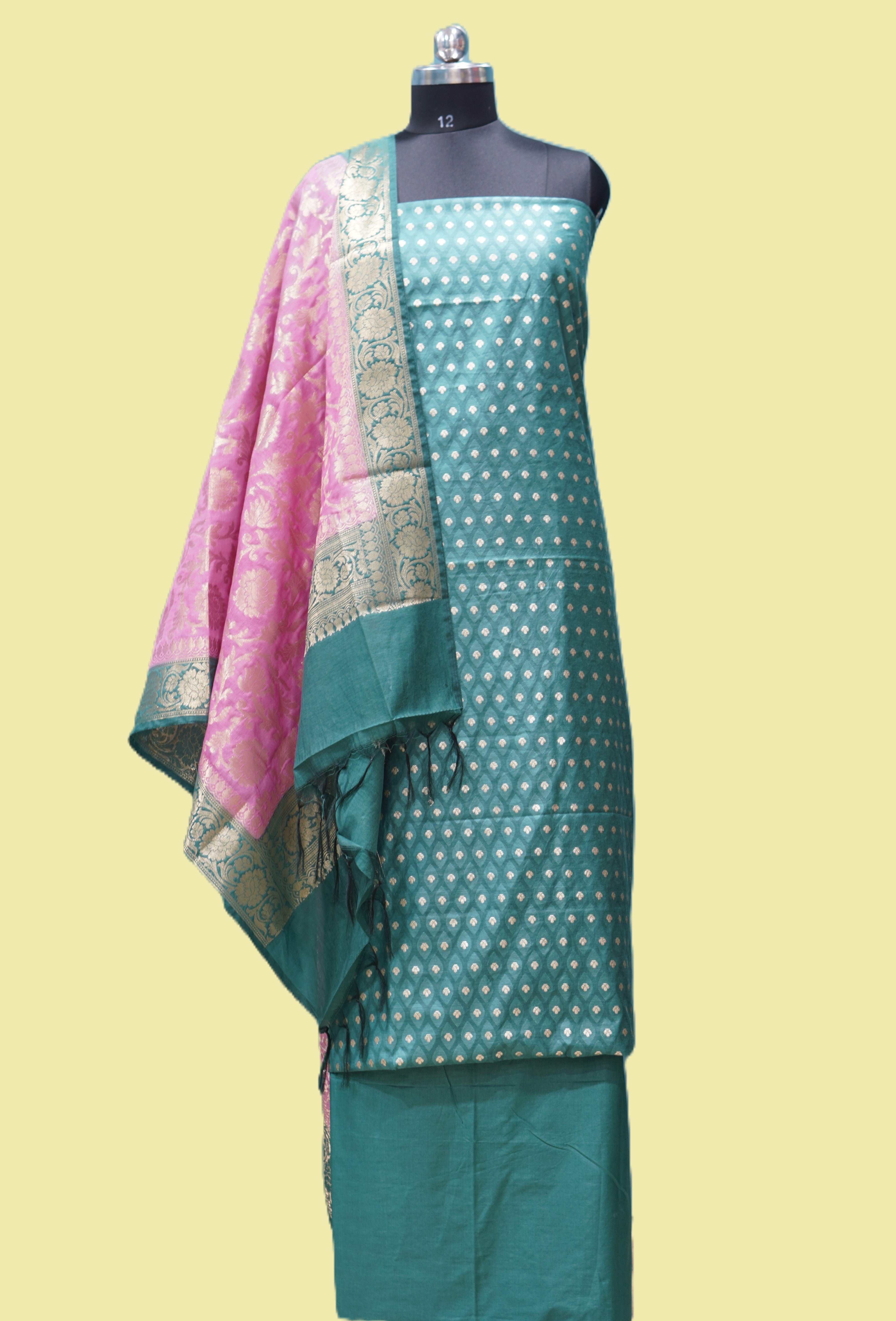 Banarasi Suit voilet  Mulberry Silk Contrast Banarasi Dupatta