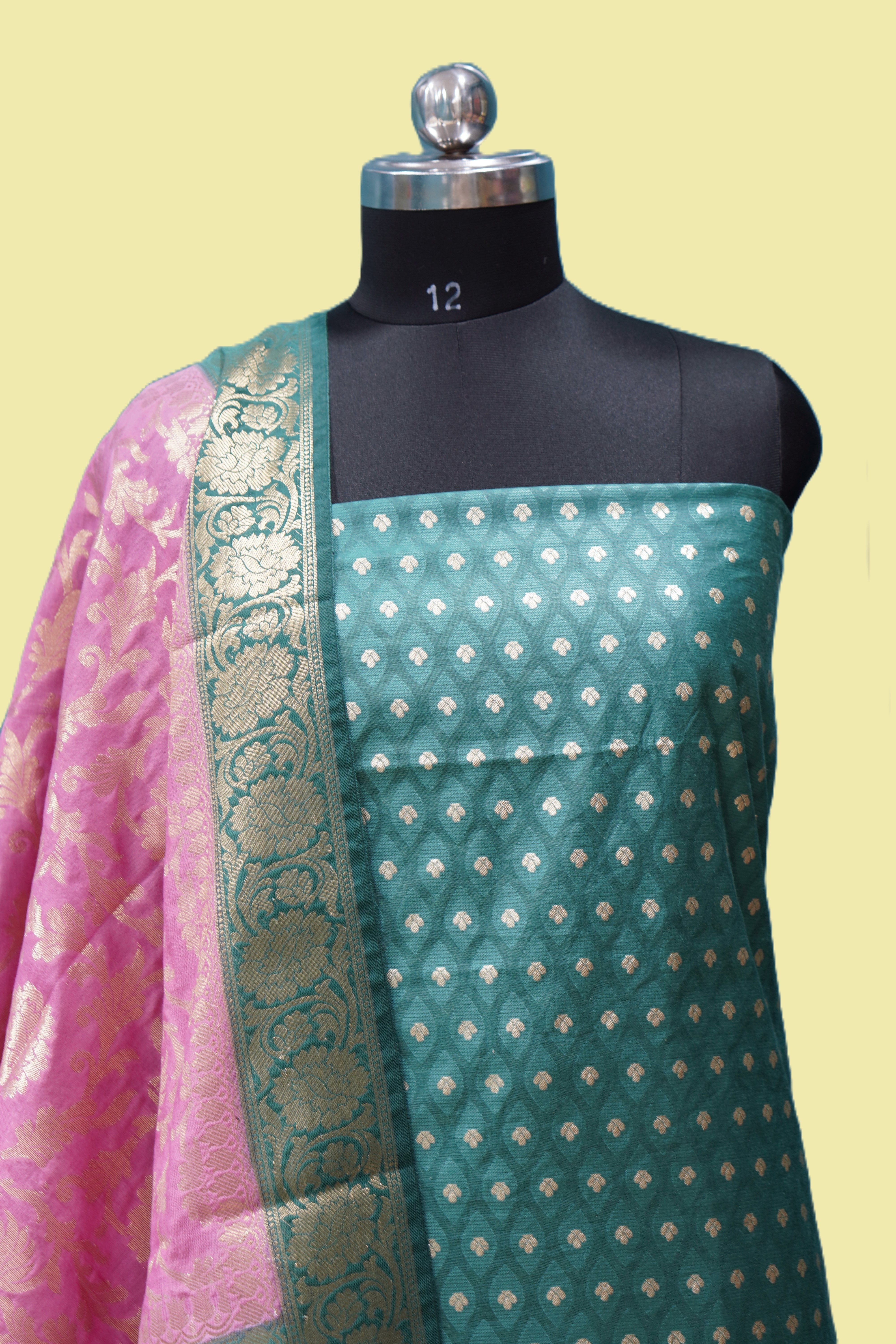 Banarasi Suit voilet  Mulberry Silk Contrast Banarasi Dupatta