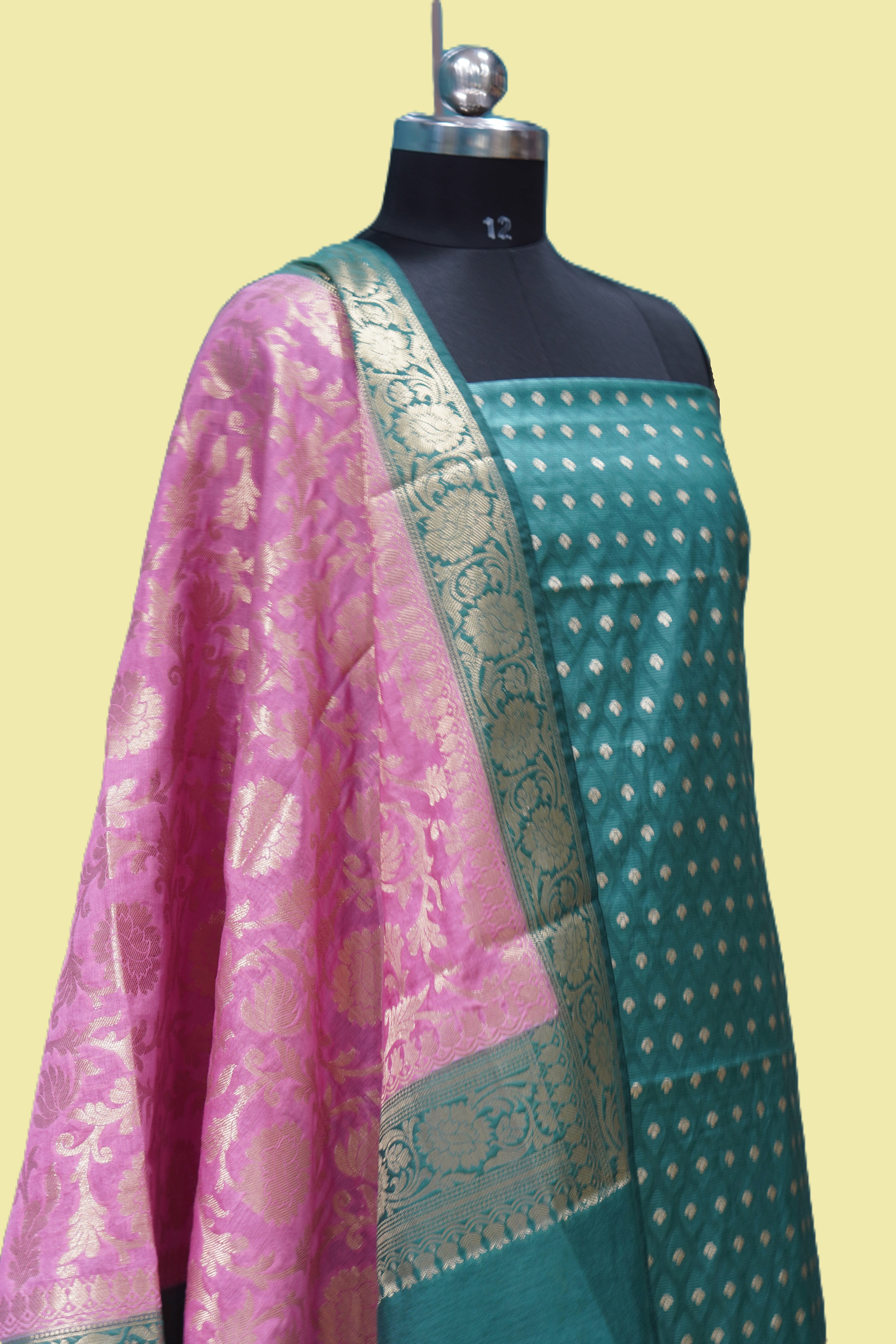 Banarasi Suit voilet  Mulberry Silk Contrast Banarasi Dupatta