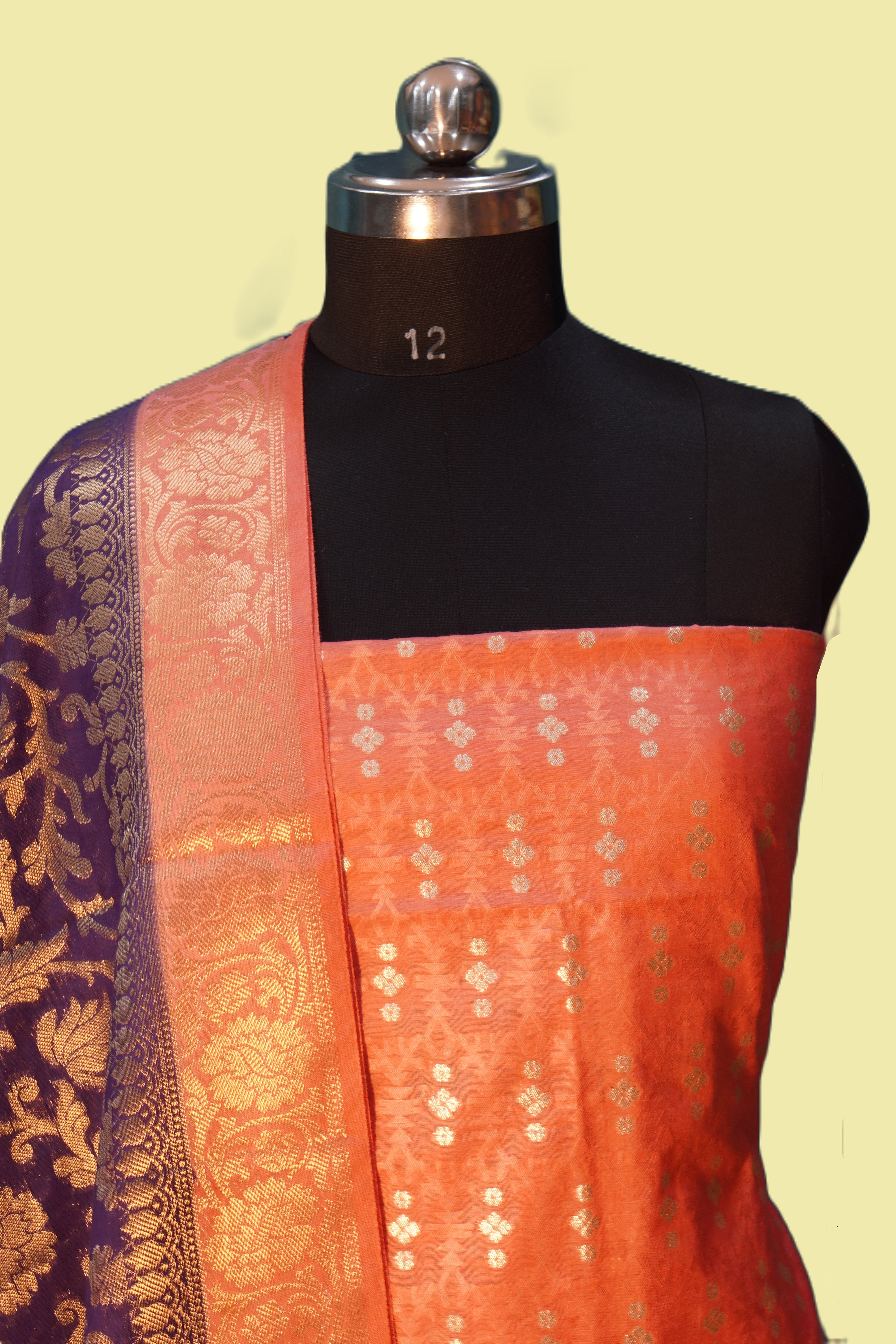 Banarasi Suit voilet Mulberry Silk Contrast Banarasi Dupatta